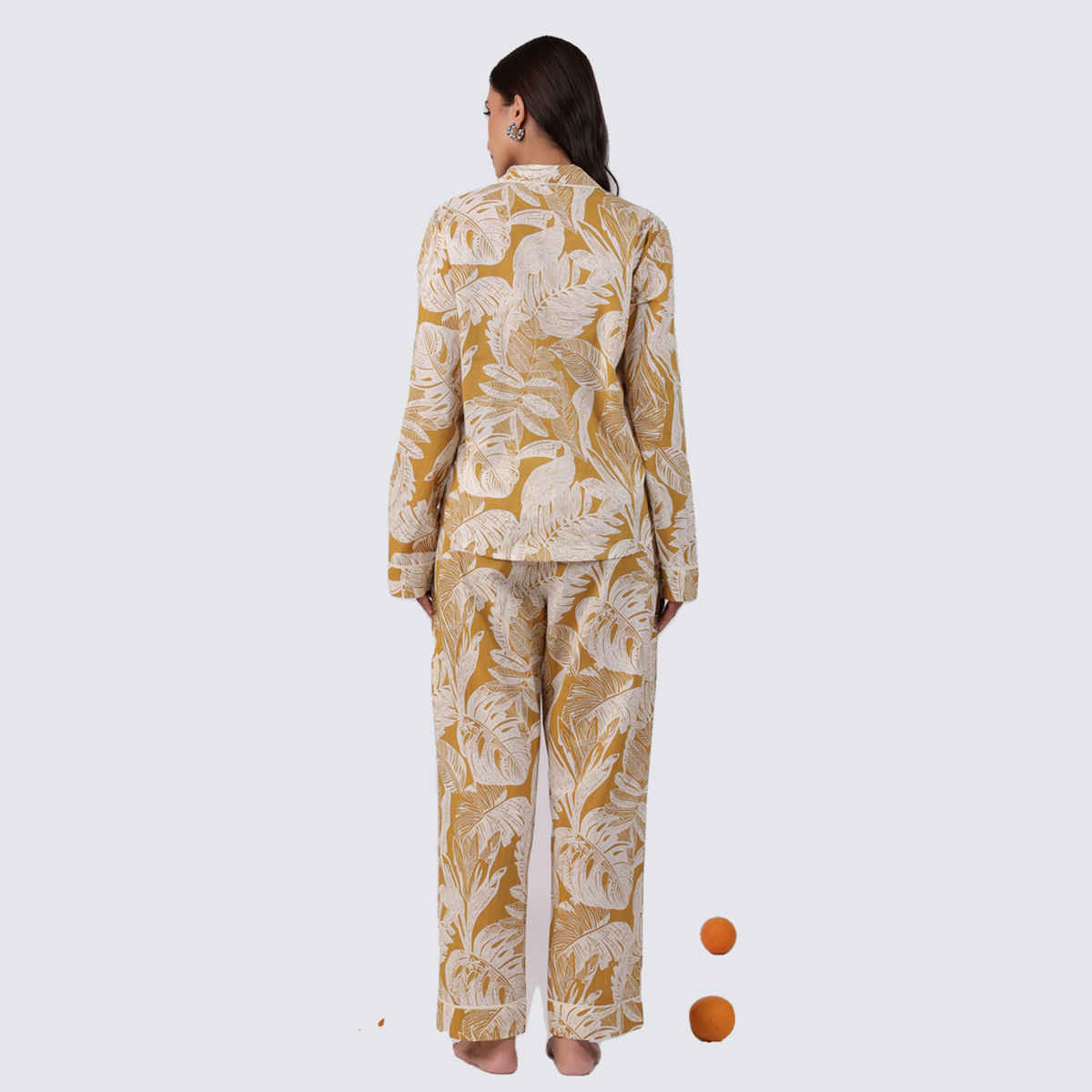 Sanskrutihomes Women's Pure Cotton Night suits | SE-NSP-625 | Yellow - L