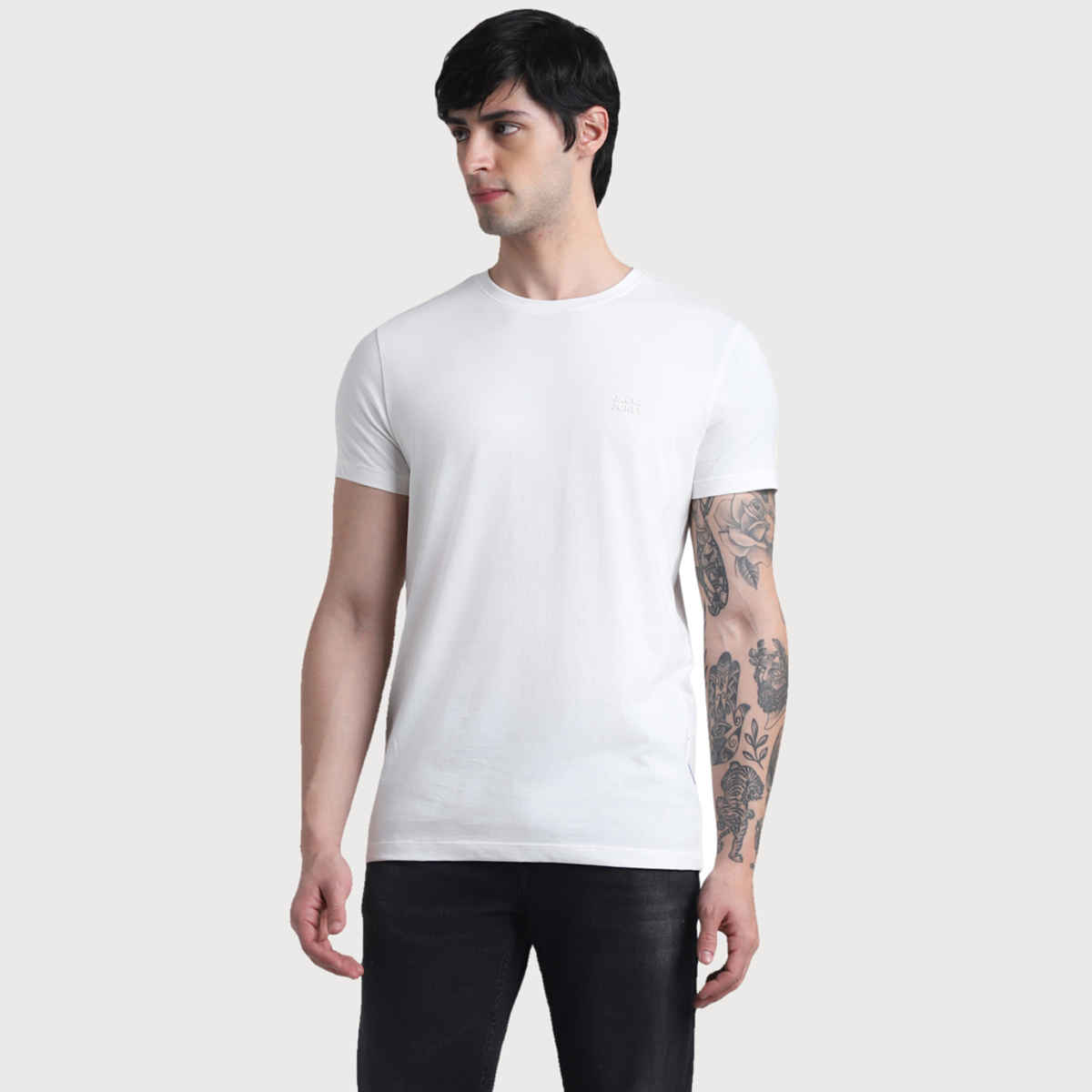 Jack & Jones Men's Cotton Slim fit T-shirt | Cloud Dancer- S