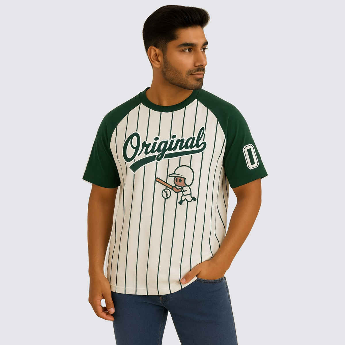 Gcyx Men's Pure Cotton Soul Raglan OST Over Size T Shirt | Green - L
