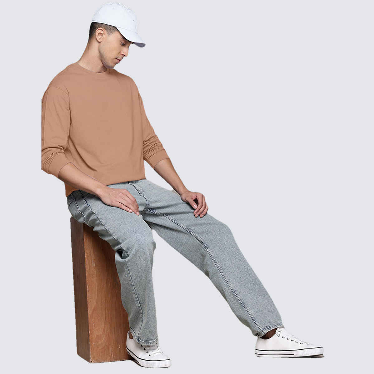 VEIRDO Men's Solid Full Sleeve T-Shirt | V FS REG CRK | Cork - S