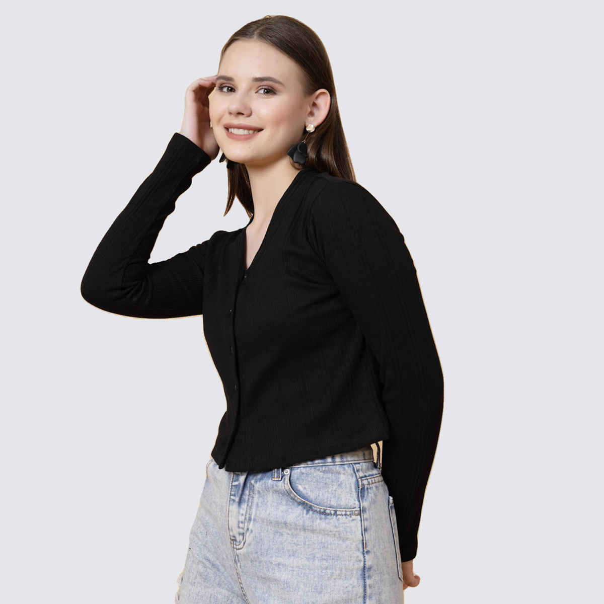 Rigo Women Rib Crop Top | Black - S