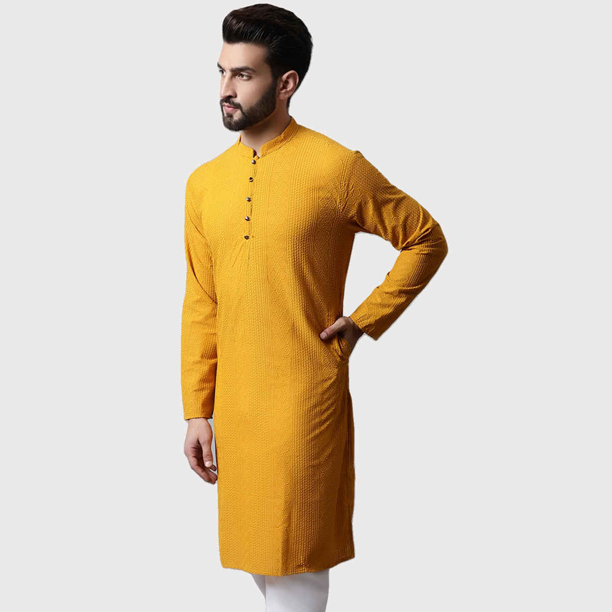 Jompers Men's Kurta | Ko 640 | Mustard - XXL