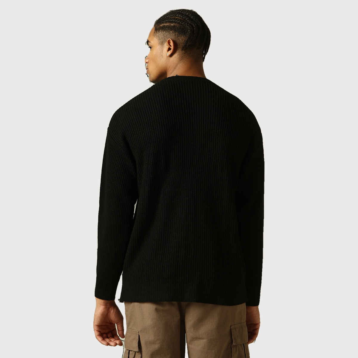 Hubberholme Men's Striped Pullover | Black - M