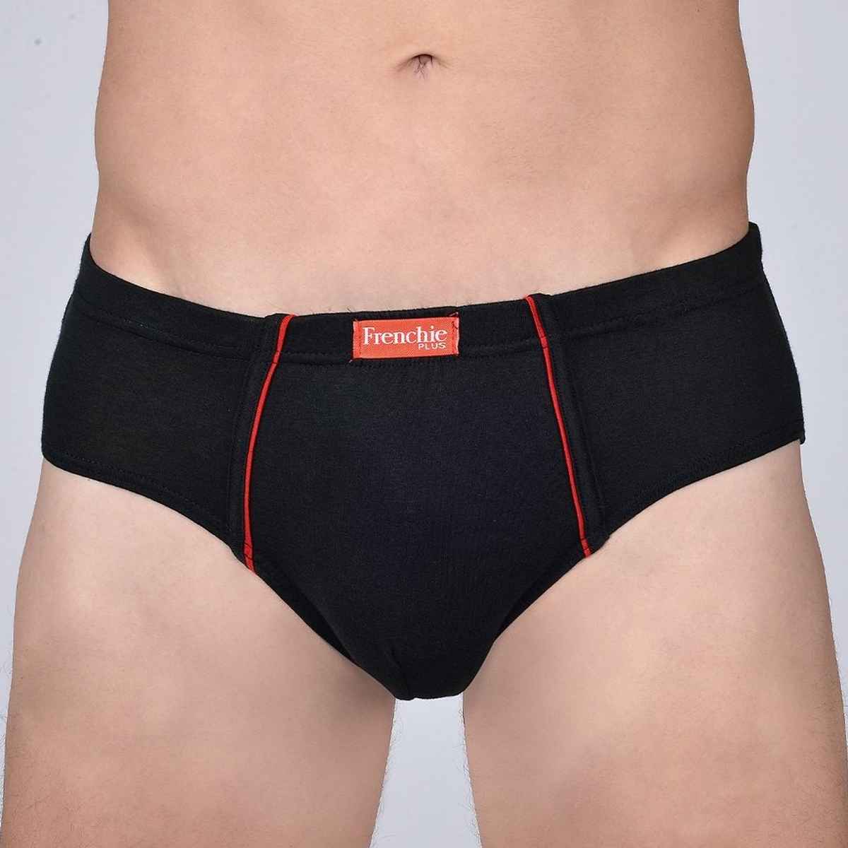 Frenchie Plus Mens Brief | Pack of 2 | Grey Melange | Black | 100 cm