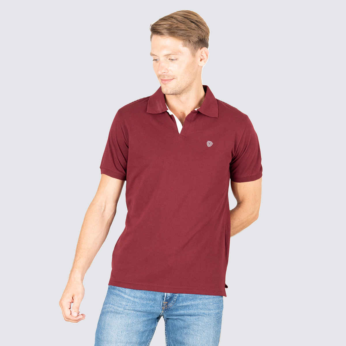 Lux Cozi Men's Cotton Polo T-Shirt, Meroon, M