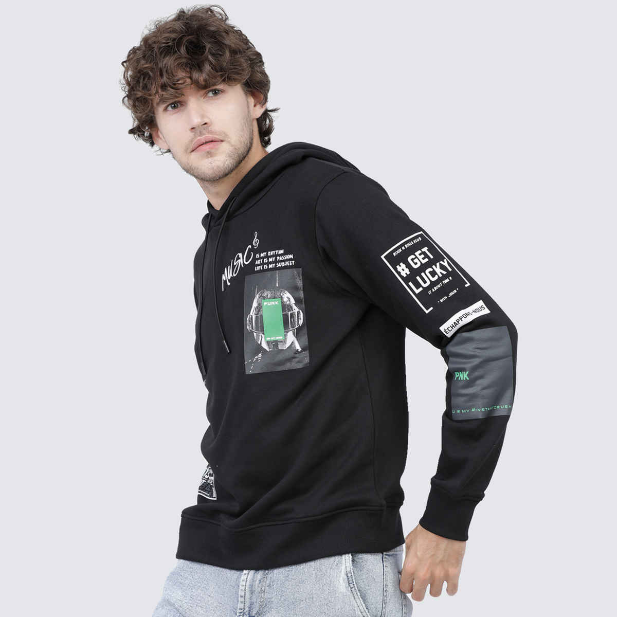 HIGHLANDER Men's Printed Hooded Sweatshirt | Black - S