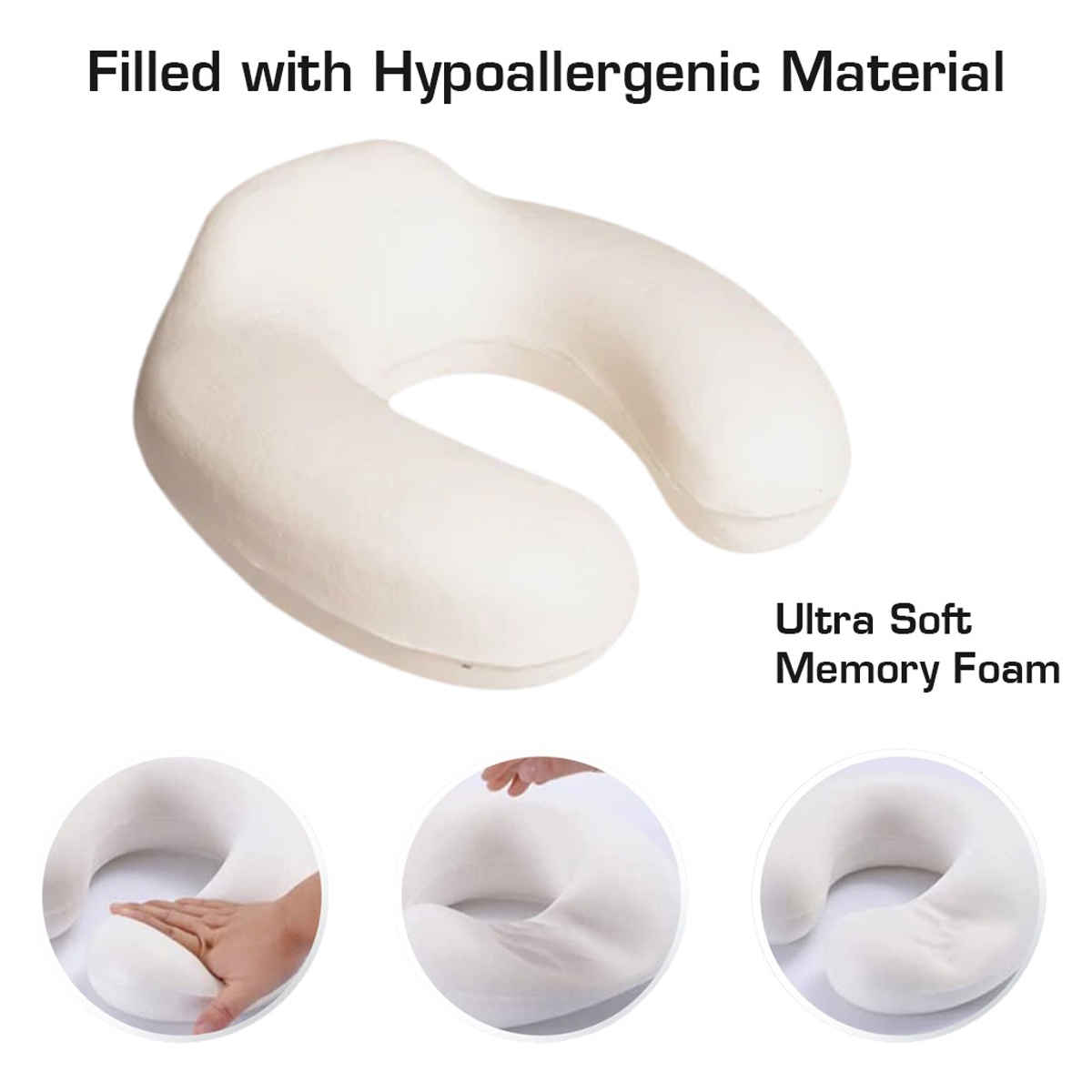 Billebon Unisex Memory Foam Travel Neck Pillow | Black - One Size