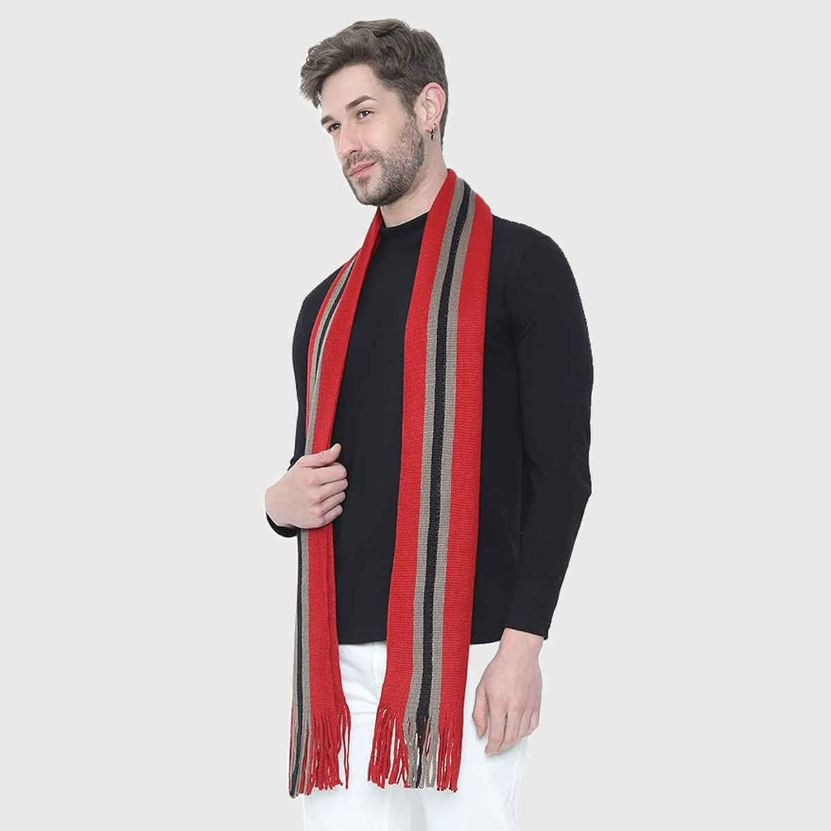 Fabseasons Unisex Solid Acrylic Wool Muffler | Red