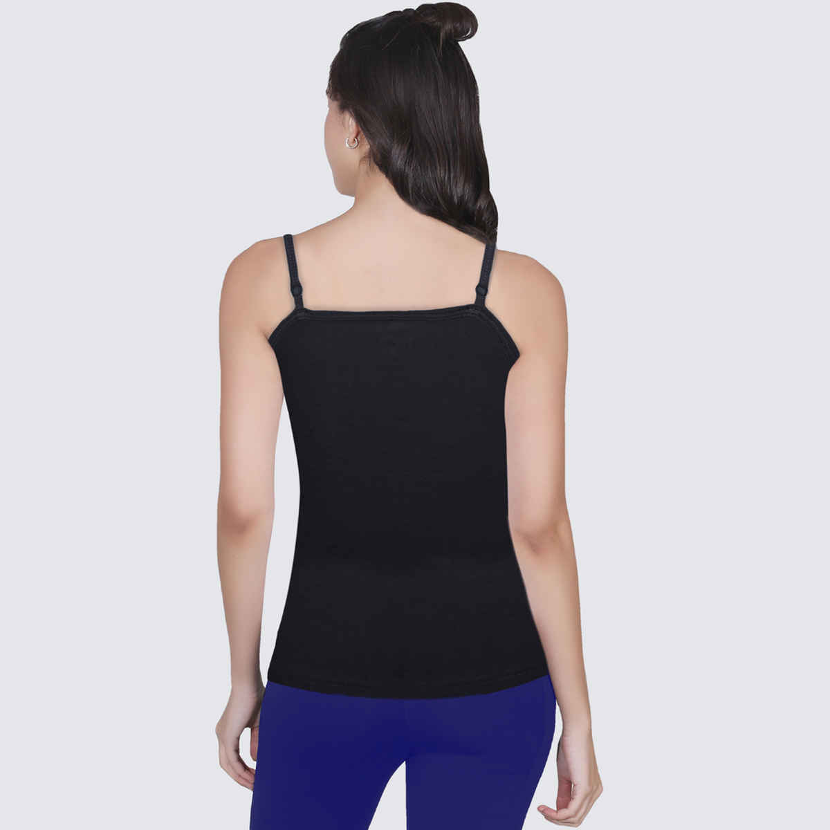 D'chica Black High Coverage Cotton Black Camisole Bra With Adjustable Strap For Women's - M