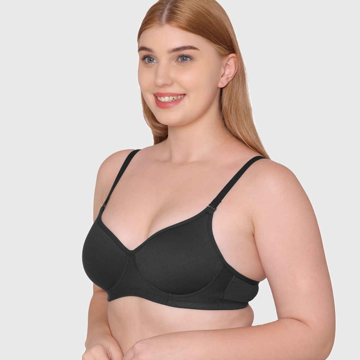Tweens Medium Padded Cotton Rich Full Coverage T-Shirt Bra | Black-32C
