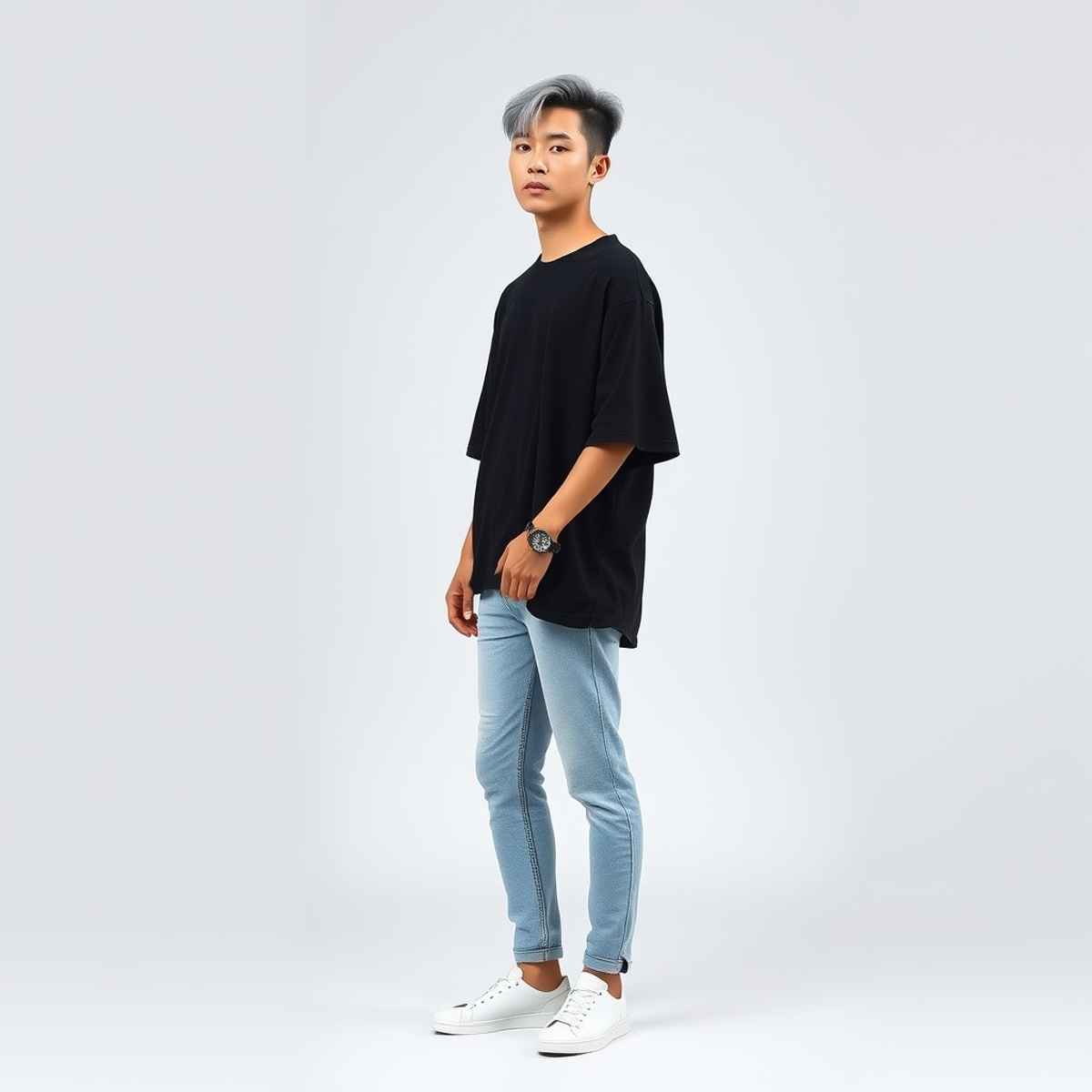 Springman Men 100% Cotton French Terry Oversized T-shirt | Black - L