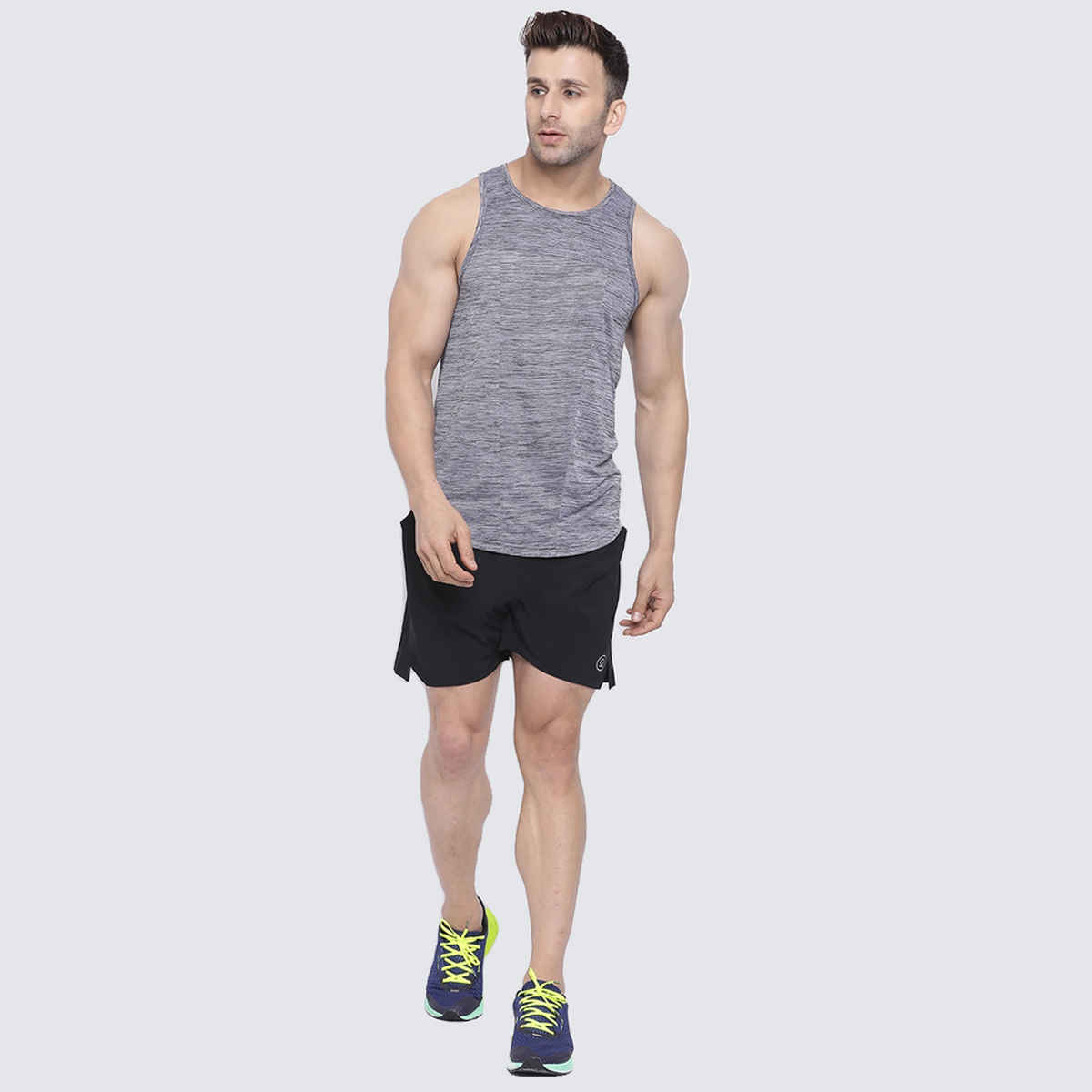 Chkokko Men Gym Regular Fit Tank Tops Sports Sleeveless Vest Dark Grey | Size L