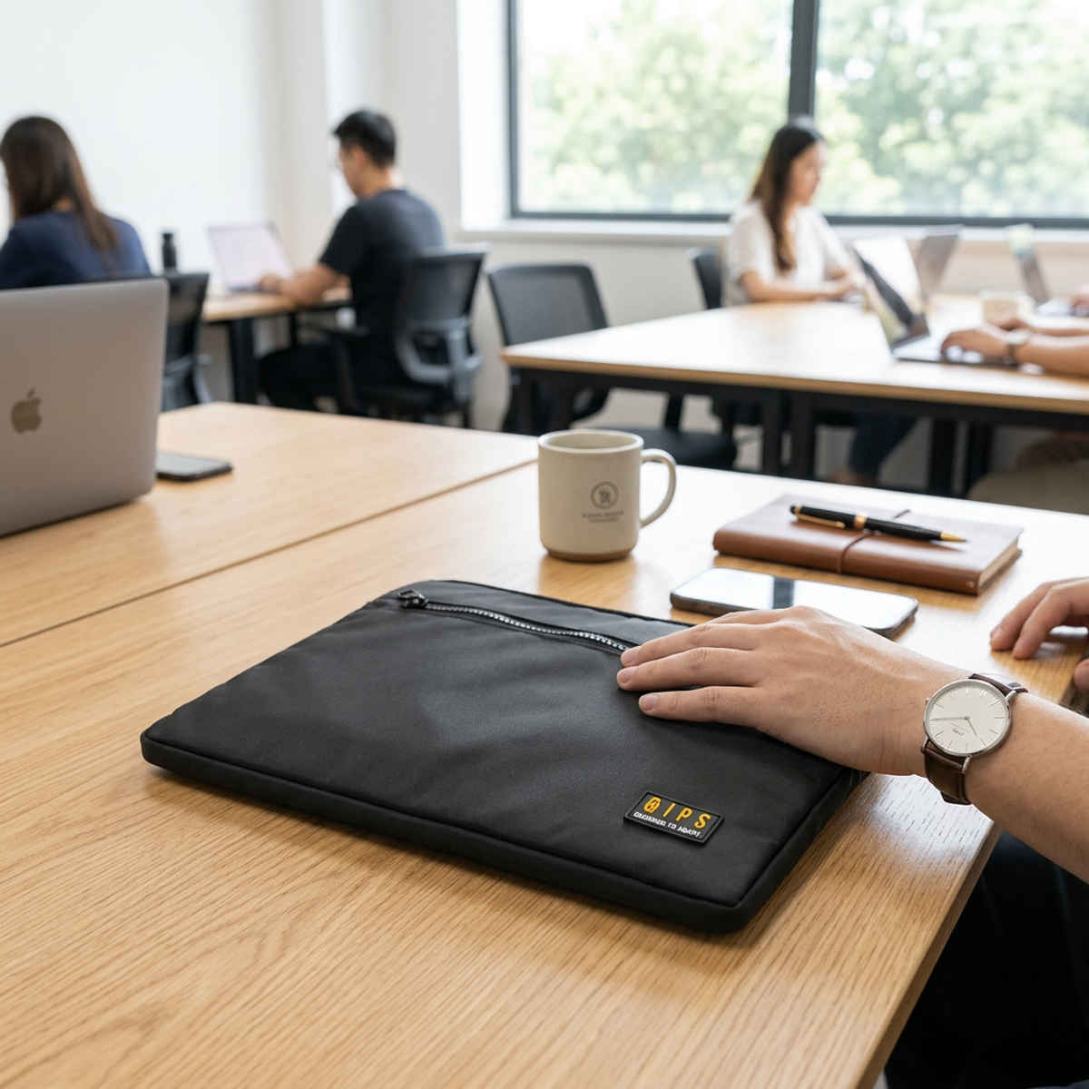 QIPS Unisex Solid Polyester 13 L Laptop Sleeve | Black