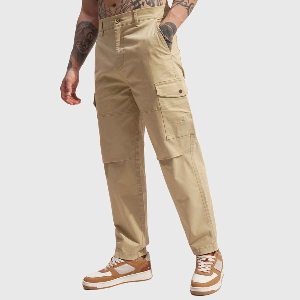 HIGHLANDER Men's Solid Baggy Cargo Pant | Taos Taupe - 34