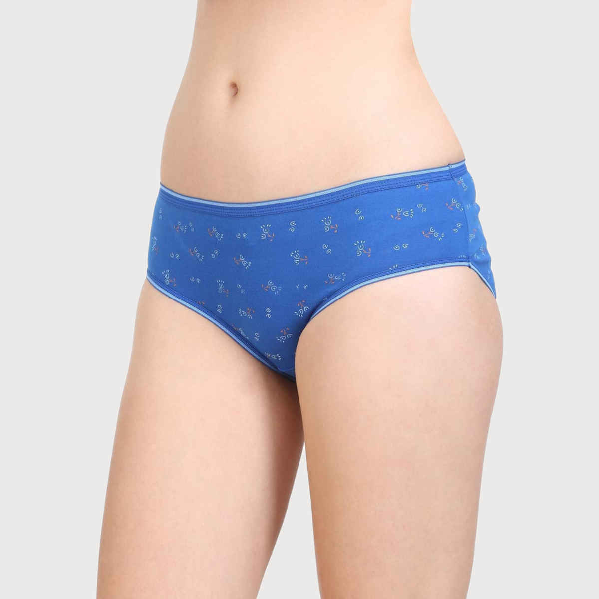 Bodycare Women Premium Cotton Multicolored Printed Mid Waist Rise Brief Panty - Pack Of 3 - M