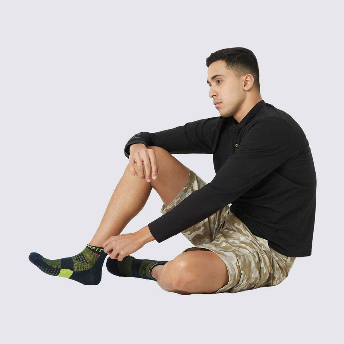 Wildcraft Men's Cotton Low Ankle Socks | Navy and Yellow - Free Size