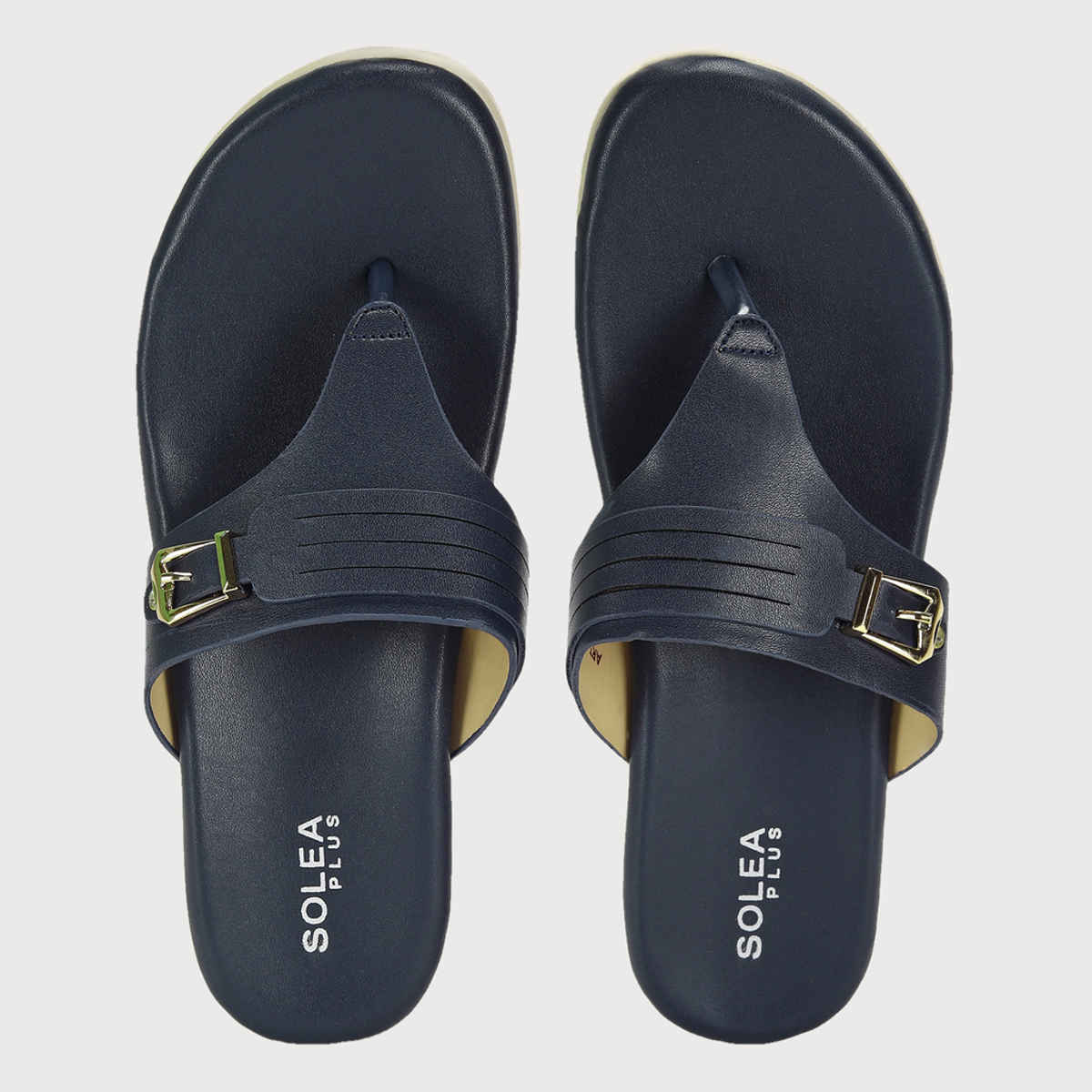 Paragon Women Anti-Skid Sole & Sturdy Construction T-Strap Flats Navy Blue - 5