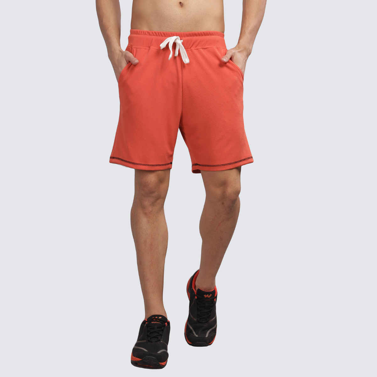 FTX Men's Structured Fabric Solid Regular Fit Co-ord Set T-shirt & Shorts | Rust - S