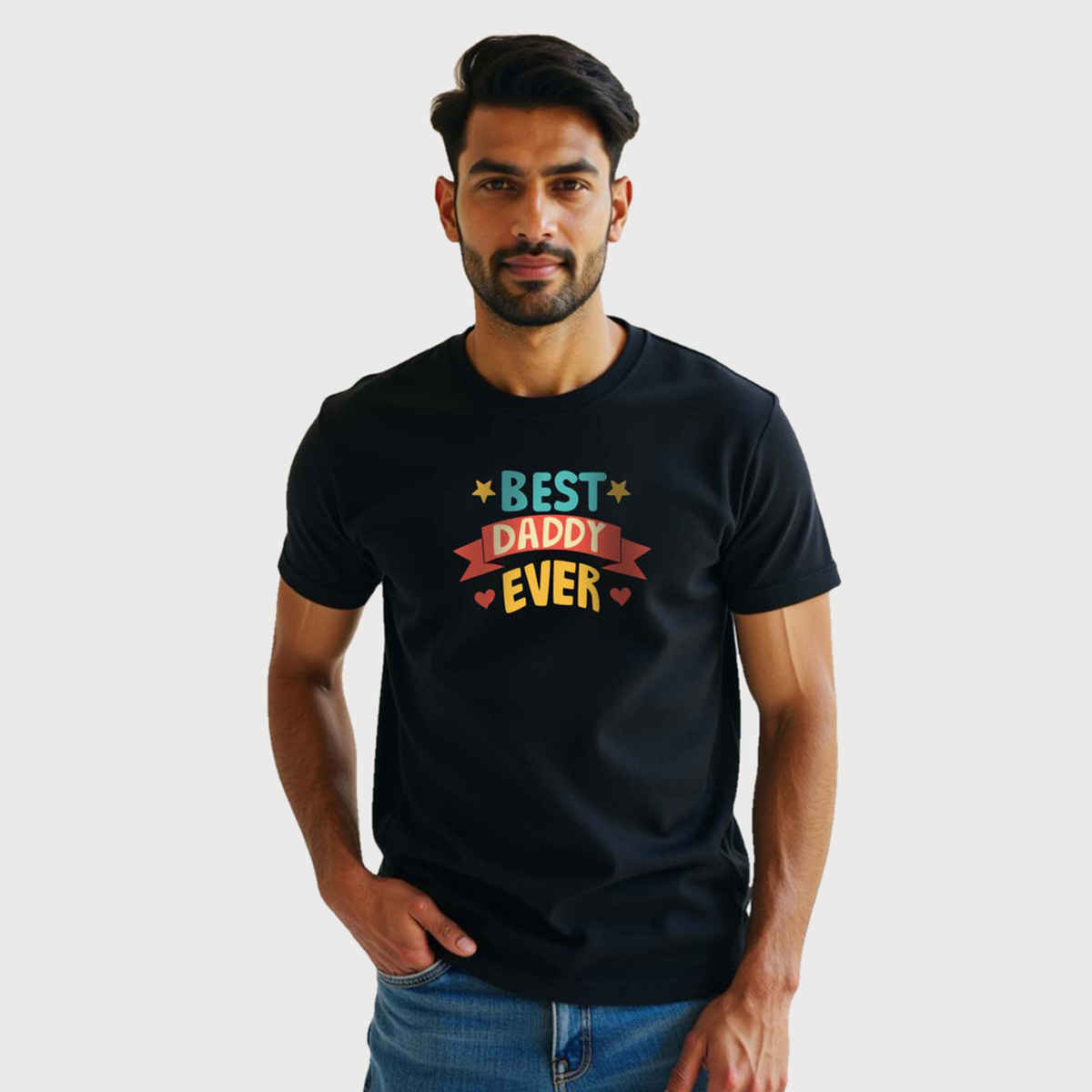 Mad Over Print Men's Best Dad Ever T-shirt | Black - L