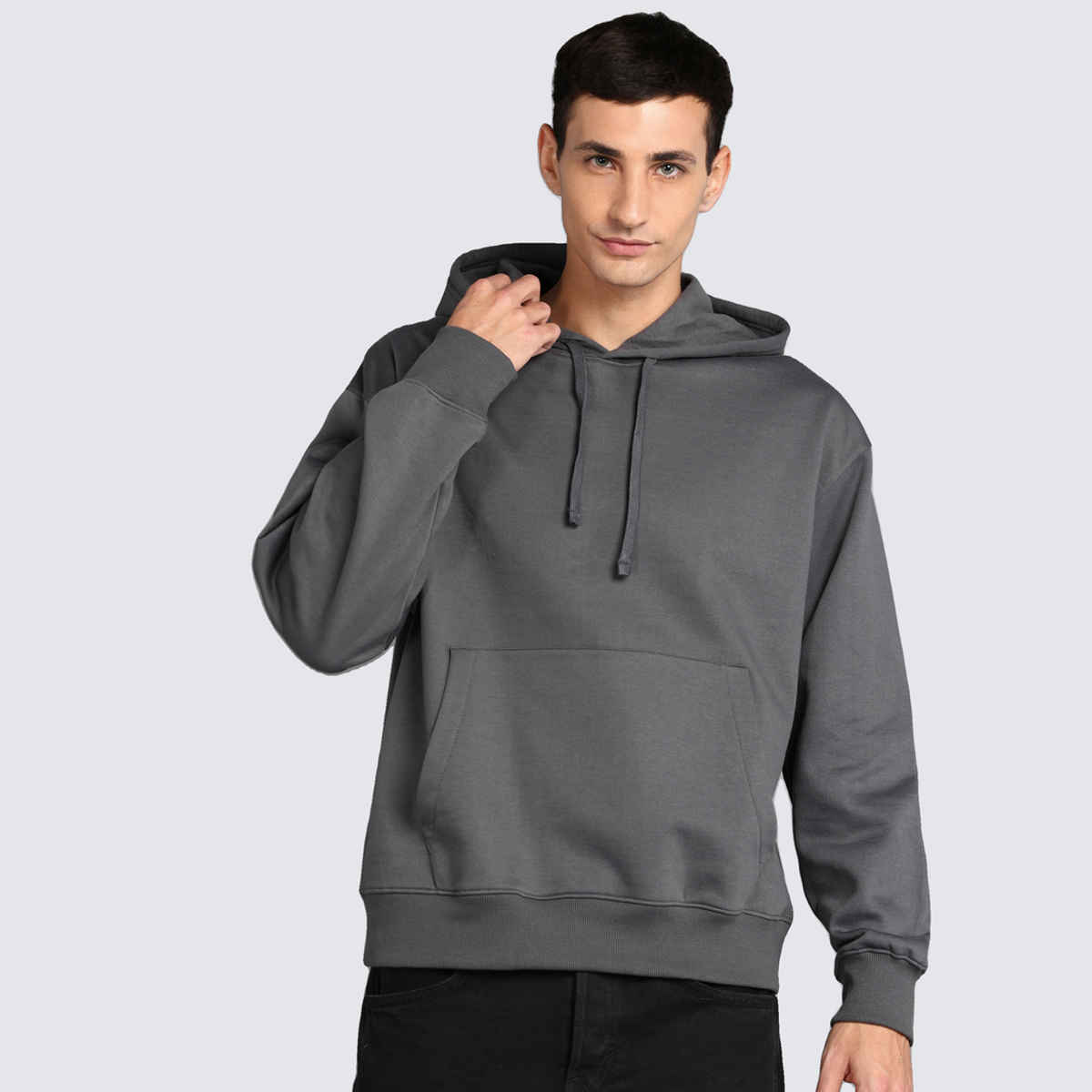 Alan Jones Clothing Cotton Blend Men's Oversized Hoodie | Anthracite Grey - S