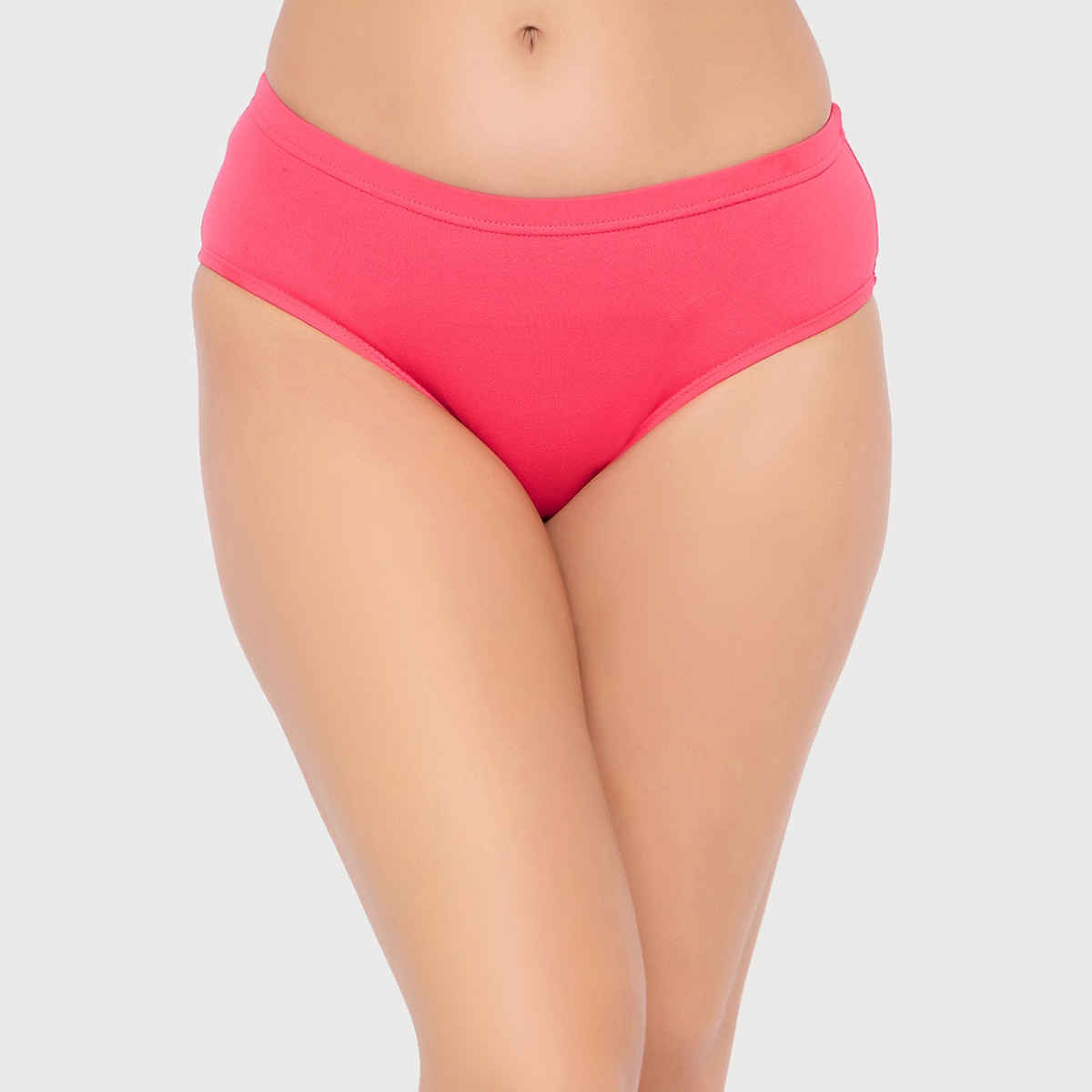 Clovia Cotton Spandex Pack Of 3 Medium Waist Inner Elastic Hipster Panty (Pink , Purple , Black - L) - Multicolor