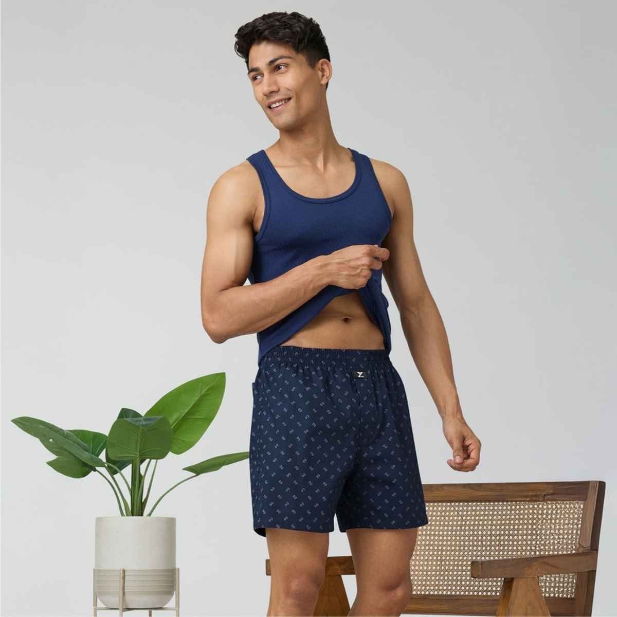 XYXX Mens Cotton Printed Inner Boxers Pack of 1, Infinity Blue| S