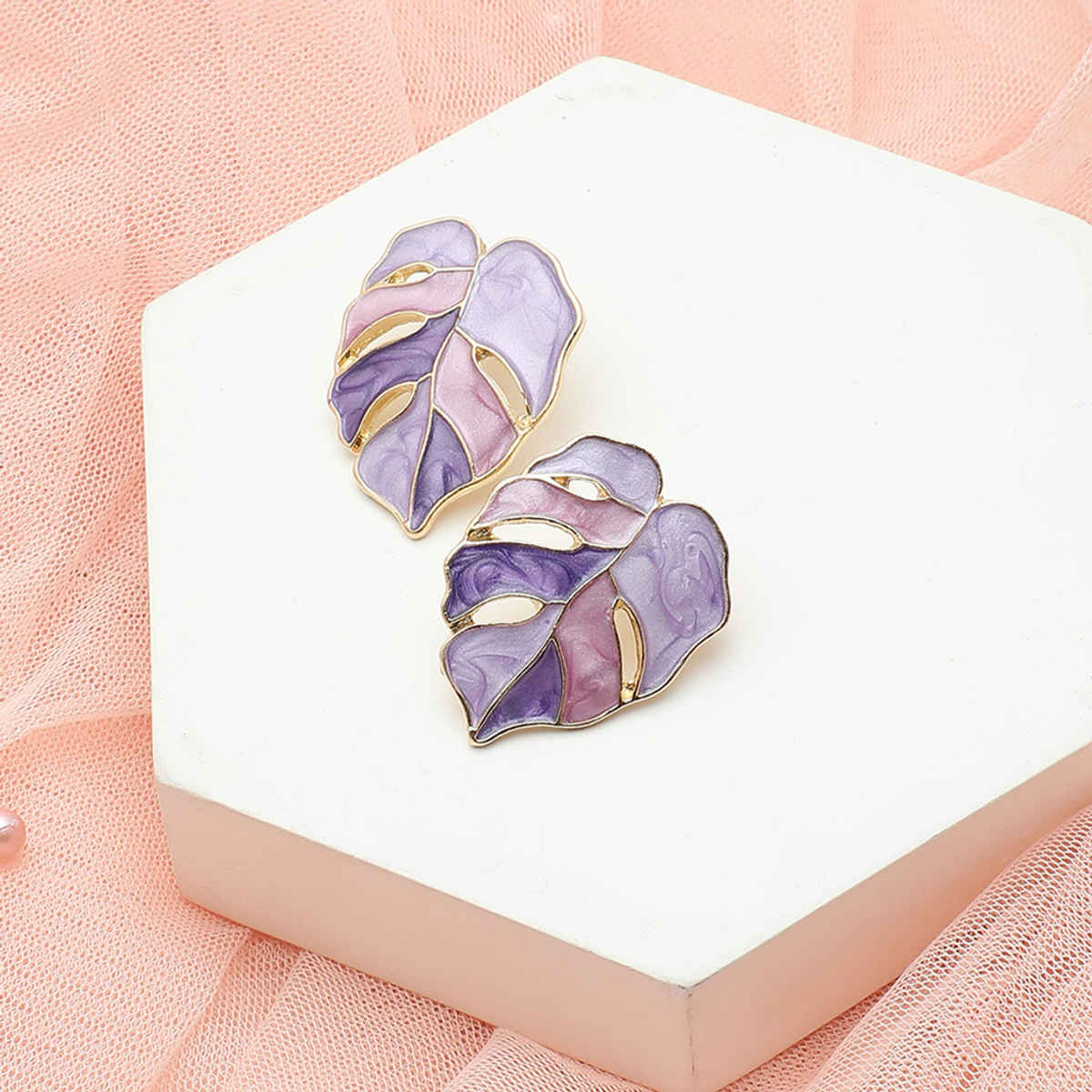 Sohi Purple Gold Plated Contemporary Studs Earrings