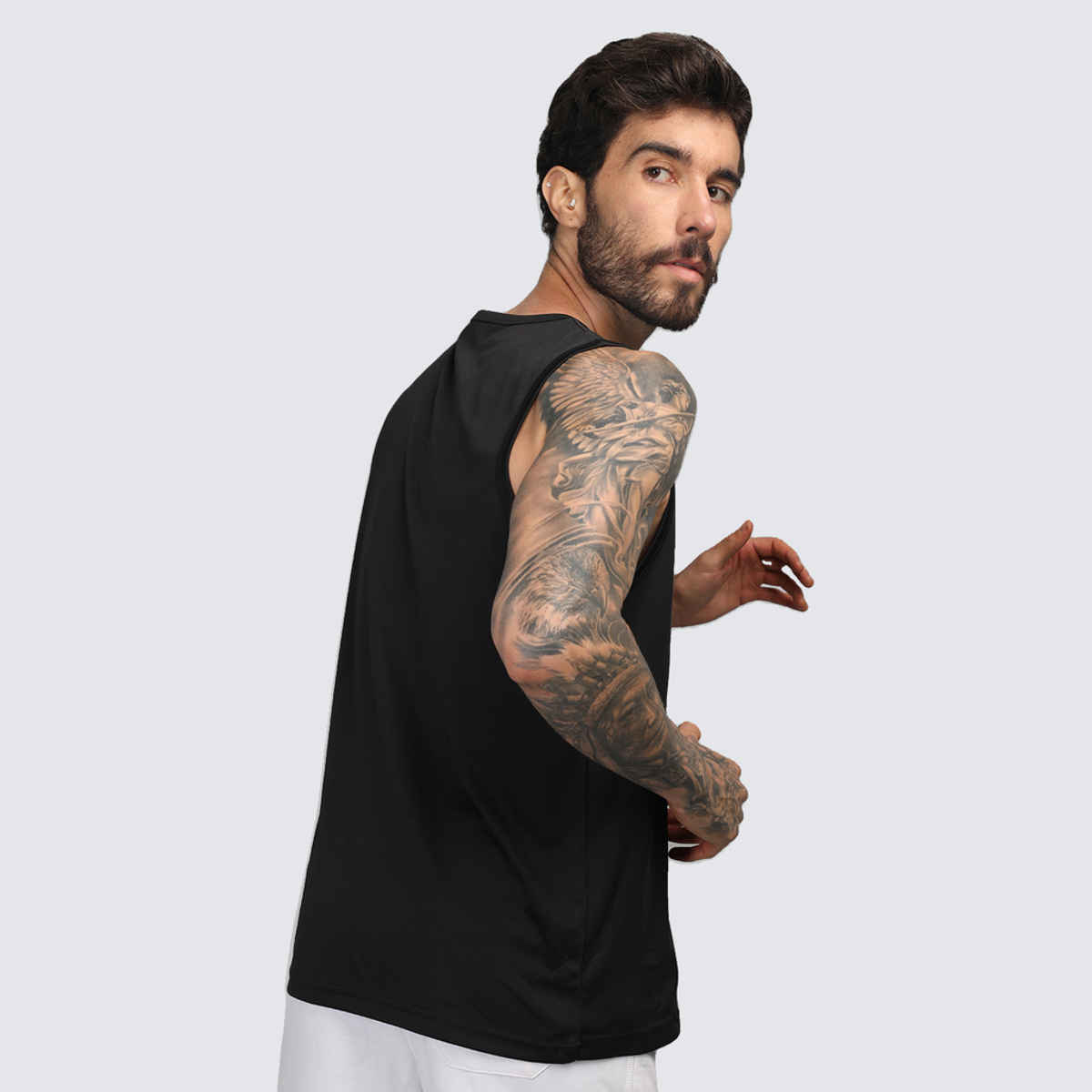 Chkokko Men's Gym Regular Fit Tank Tops Sports Sleeveless Vest | Black - L