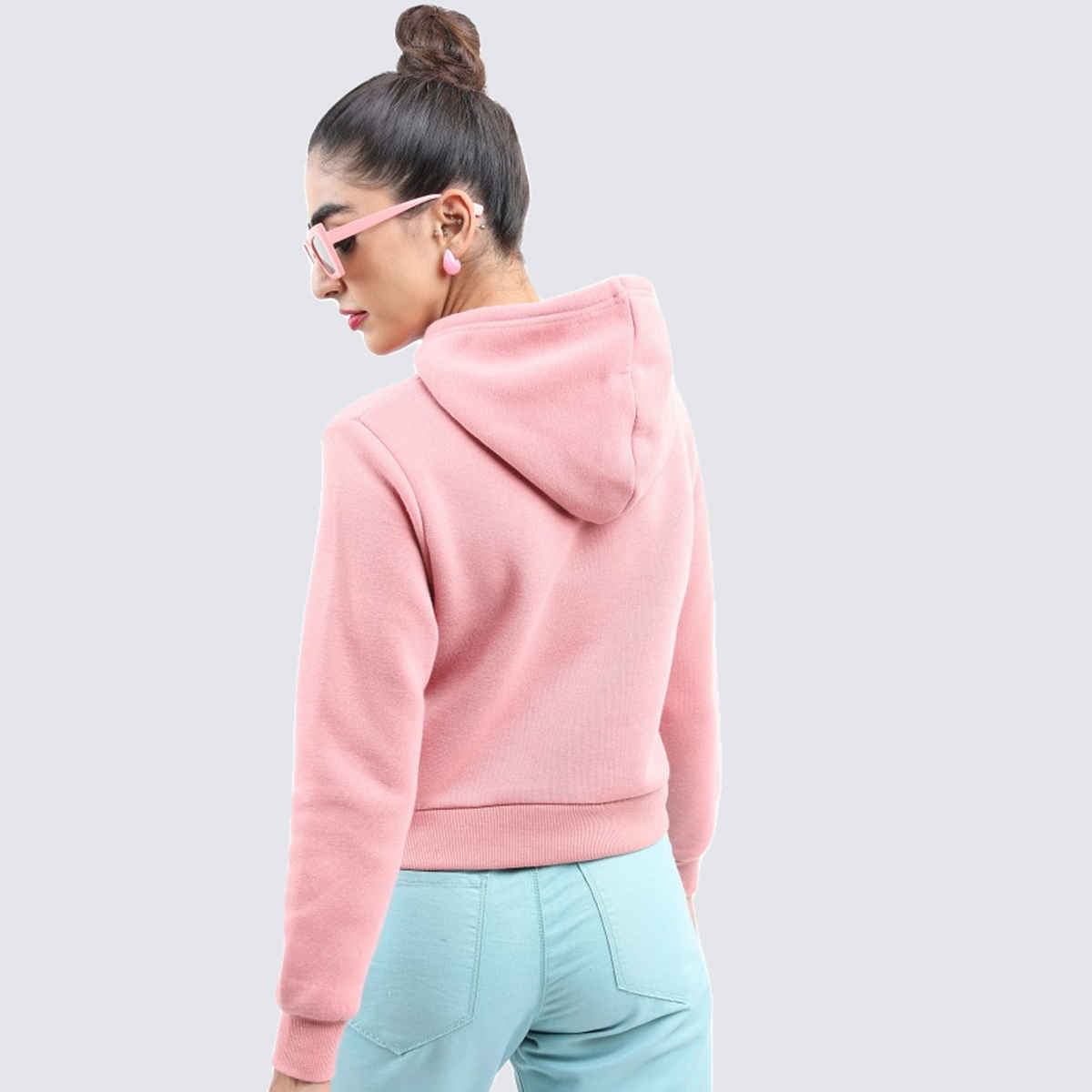 Ketch Women Hooded Crop Pullover Sweatshirt | Pink | S