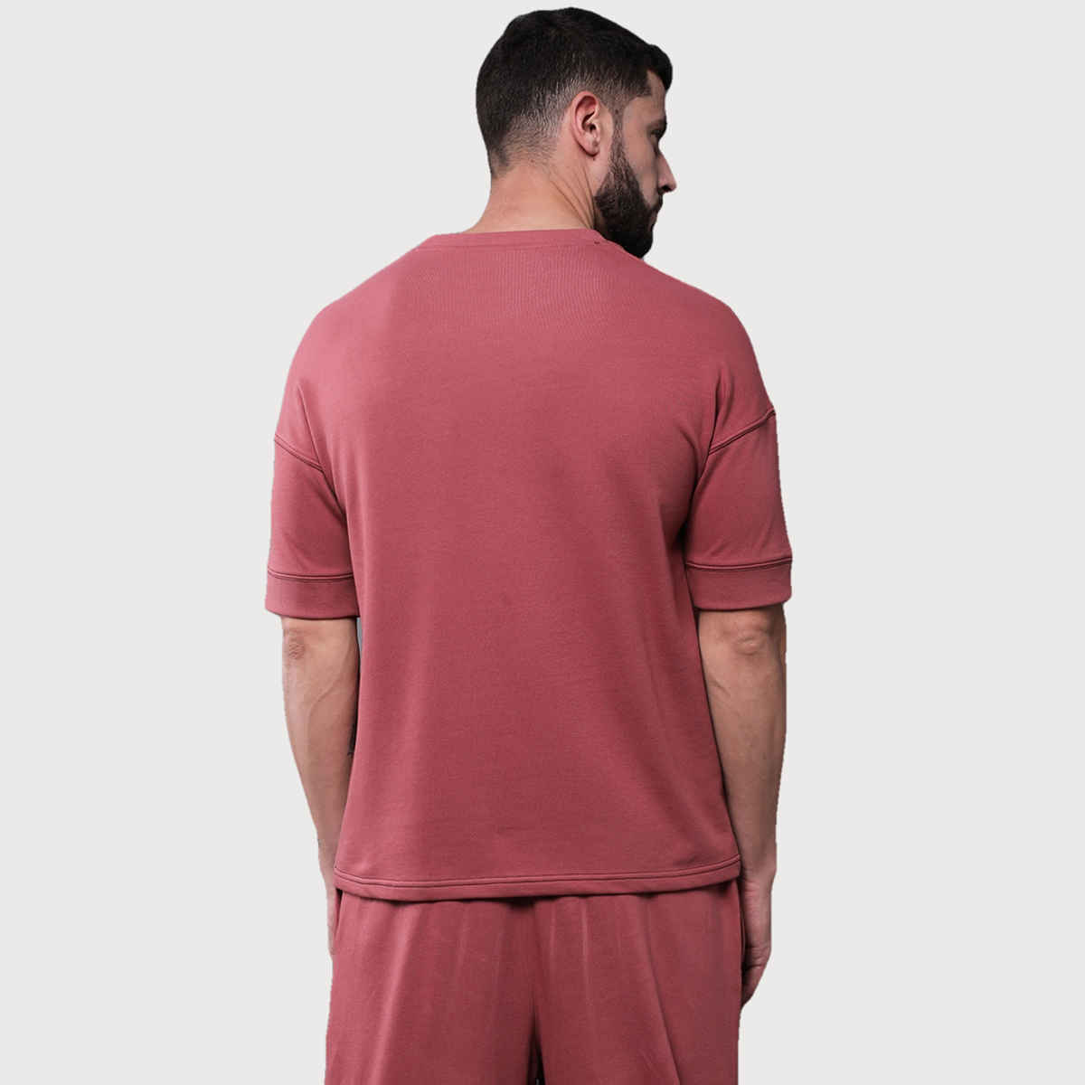 Difference of Opinion Men Round Neck Oversized T-shirt - Mauve | Cotton | XXL