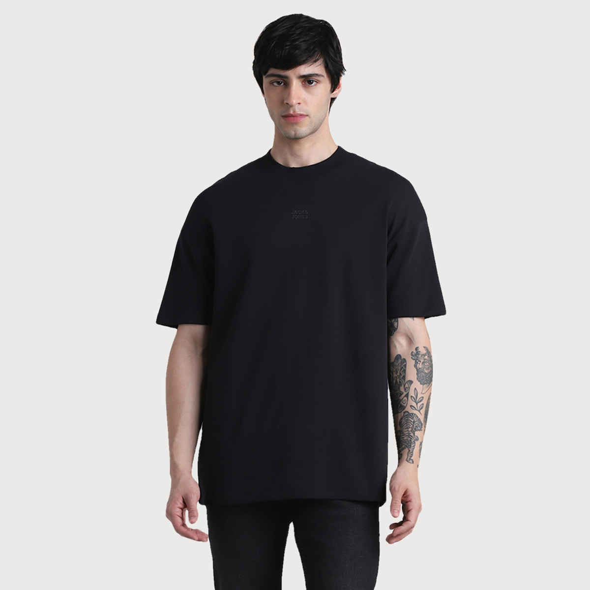 Jack & Jones Men's Cotton Oversized fit T-shirt | Jet Black - S