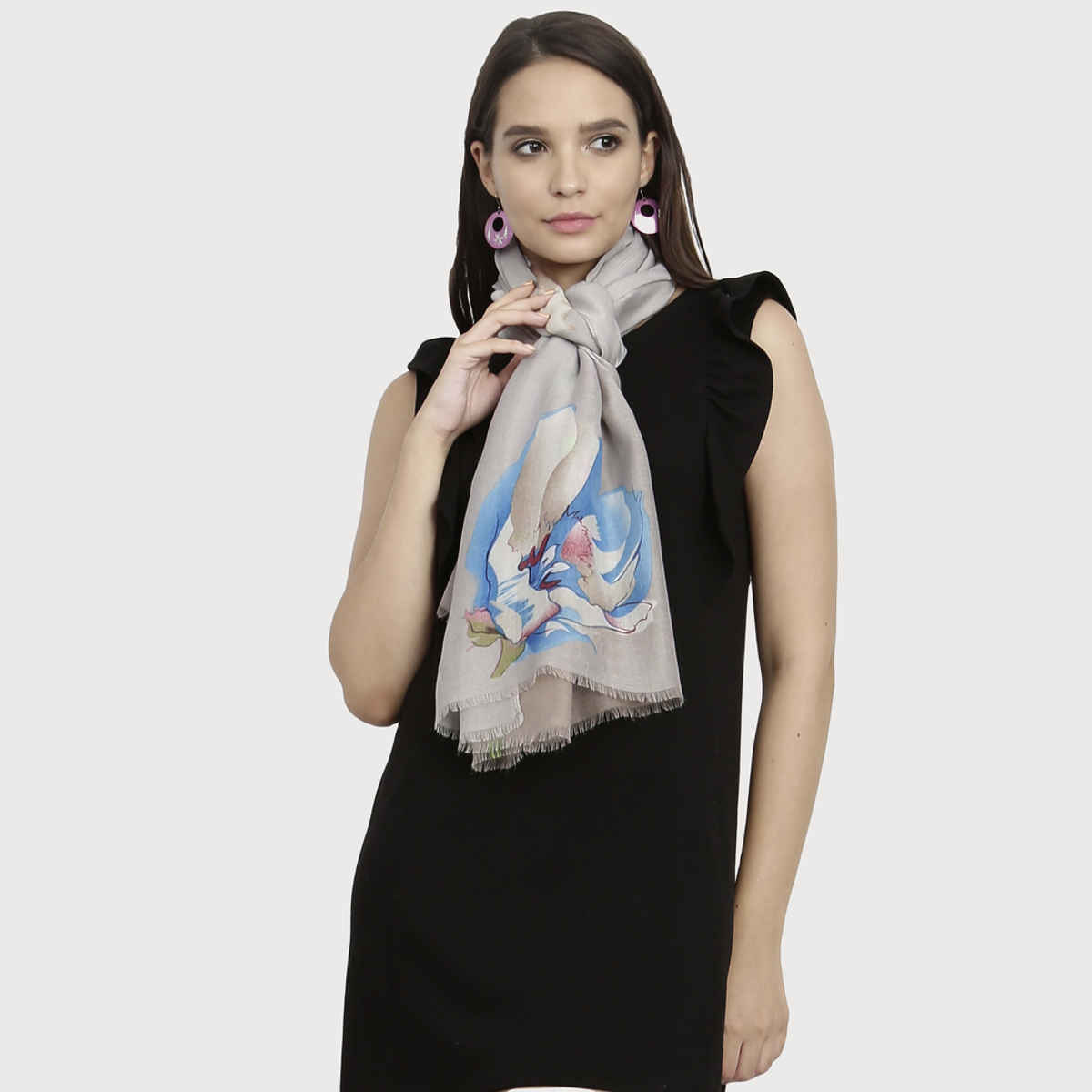 Fabseasons Women's Floral Viscose Scarf | Blue