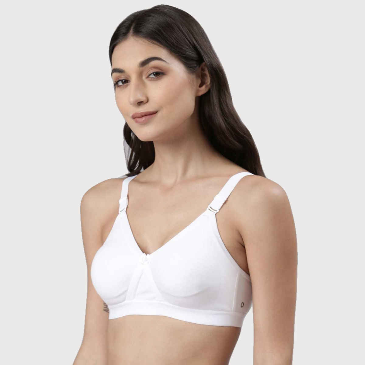 Dollar Missy Women's Cotton Wire-Free Crossover Support Bra | White - 32C