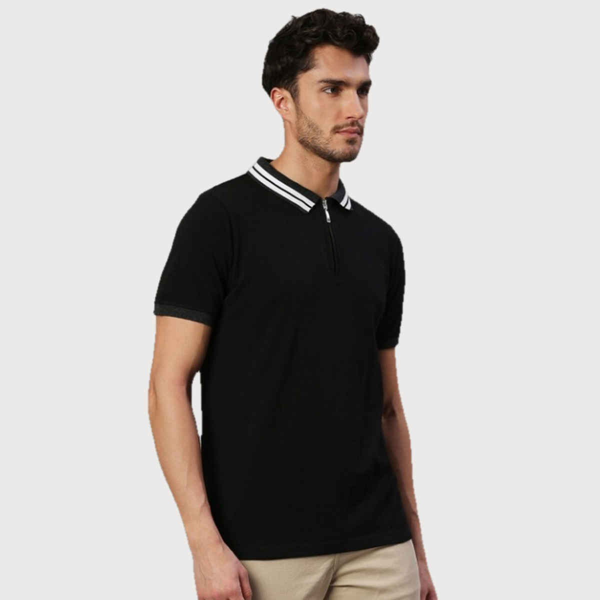 Dennis Lingo Men's' Solid Half Sleeve Polo T-shirt | Black | L