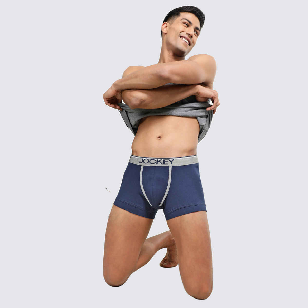 Jockey 8015 Men's Super Combed Cotton Rib Underwear Solid Trunk|Ultrasoft Waistband | Navy-M