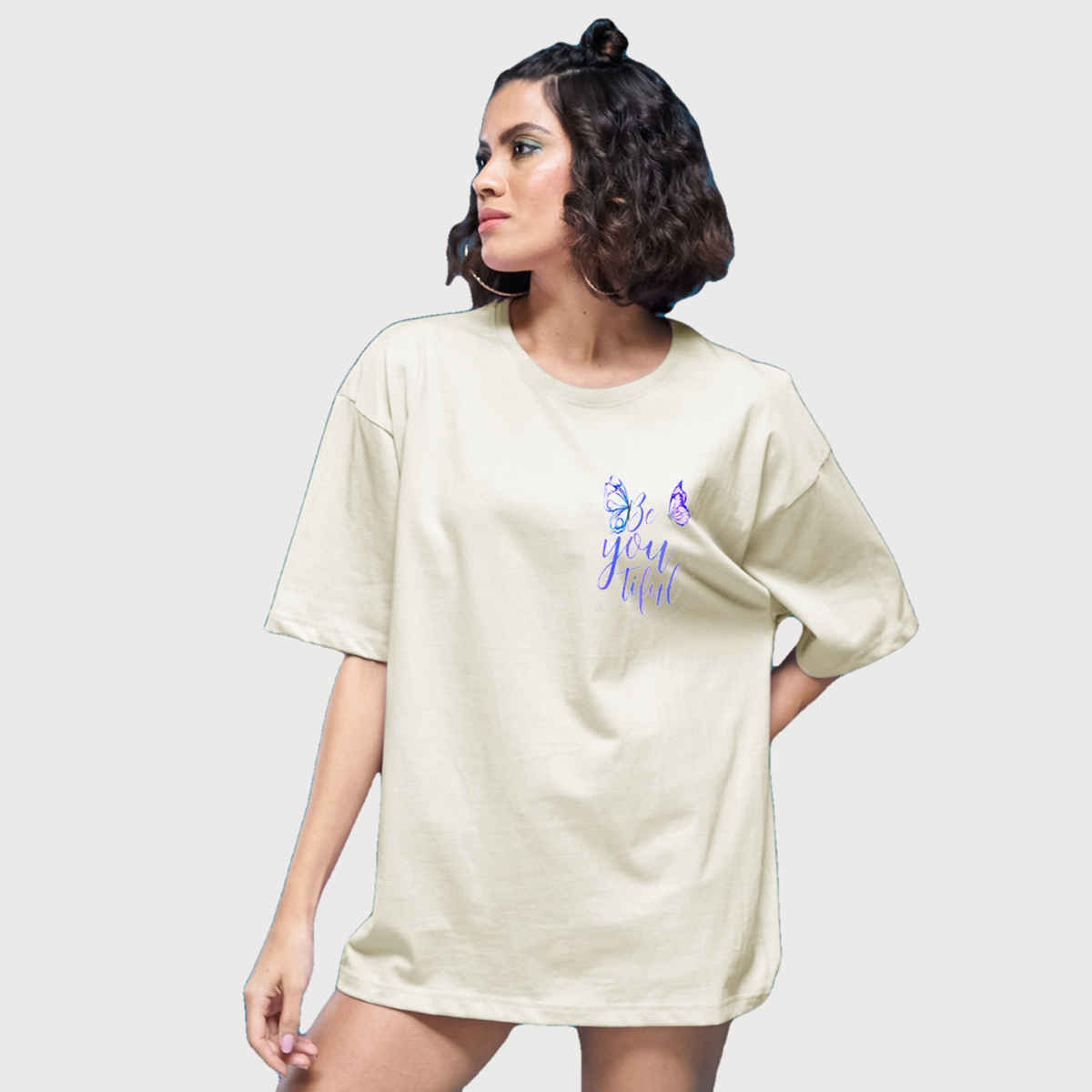 Smartees Women's Oversize Printed T-shirt | WW - 2029 | Skin - L