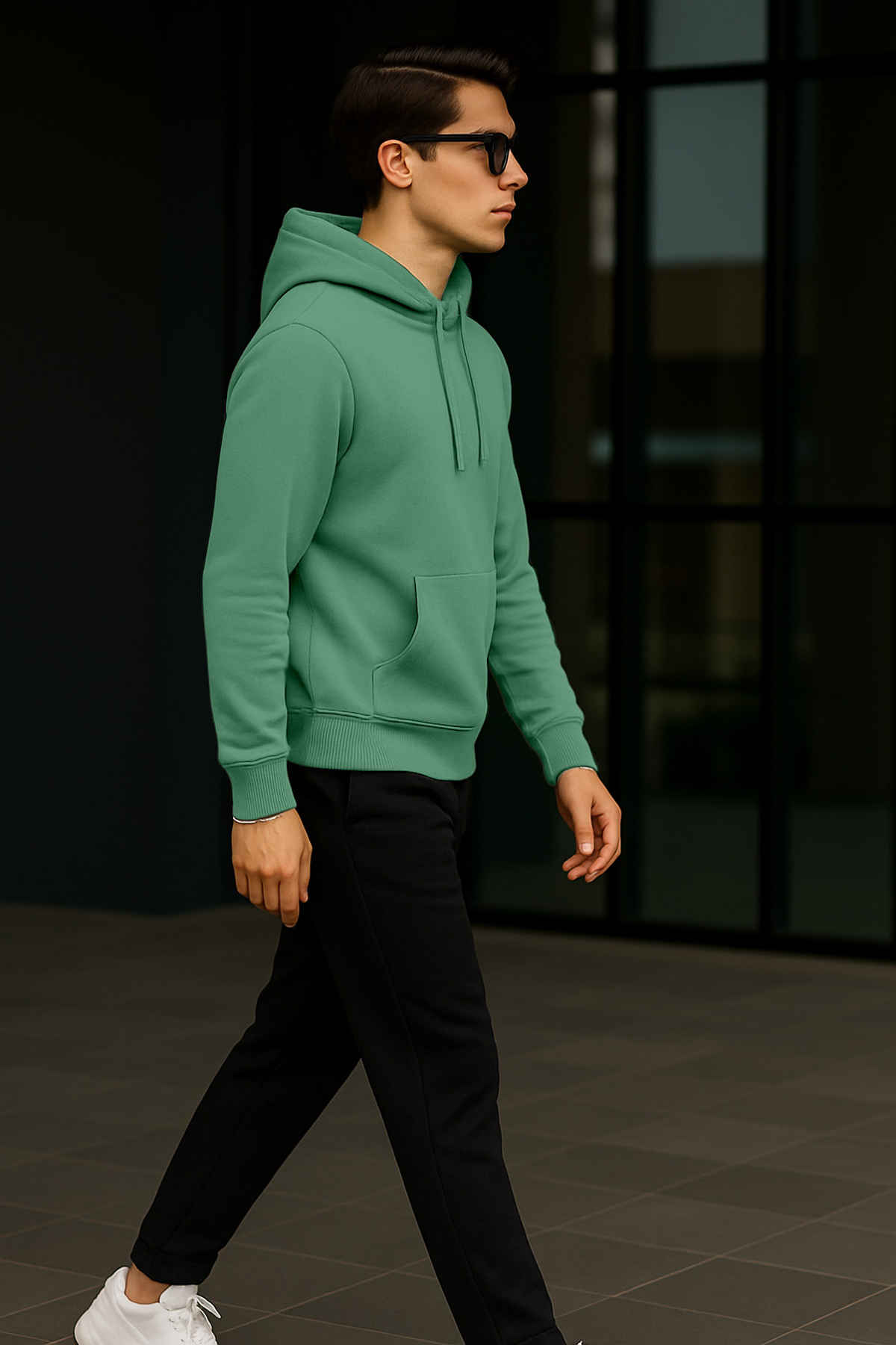 Ftx Men's Solid Regular Fit Full Sleeve Hoodie |Kangaroo Pocket Fleece Sweatshirt |Sea Green-M