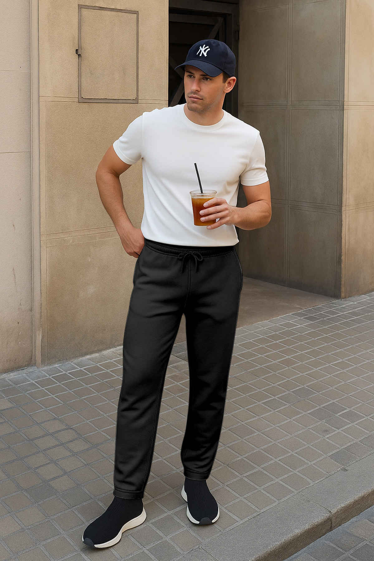 FTX Men's Solid Regular Fit Fleece Fabric Track Pant | Black - M