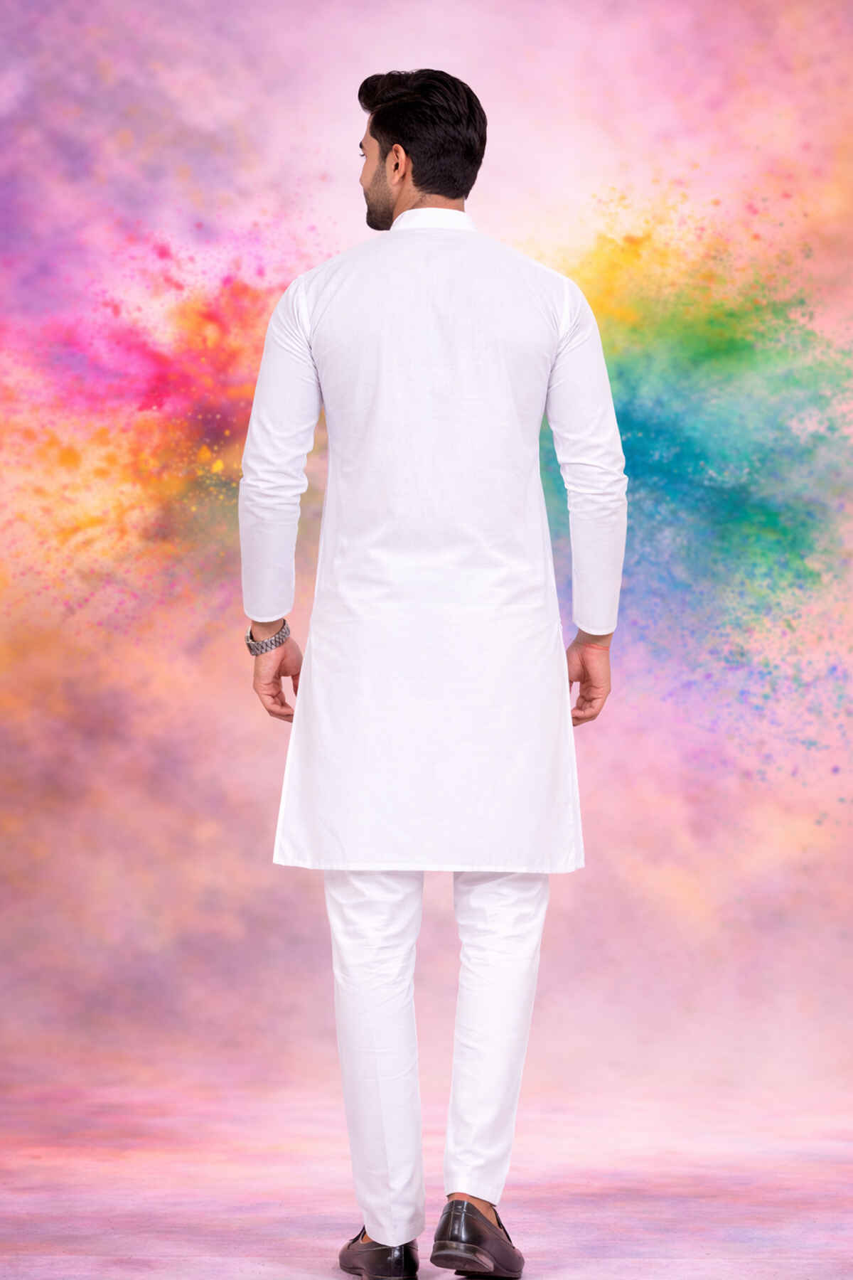 Freluro Men Solid Cotton Blend Straight Kurta | White | M