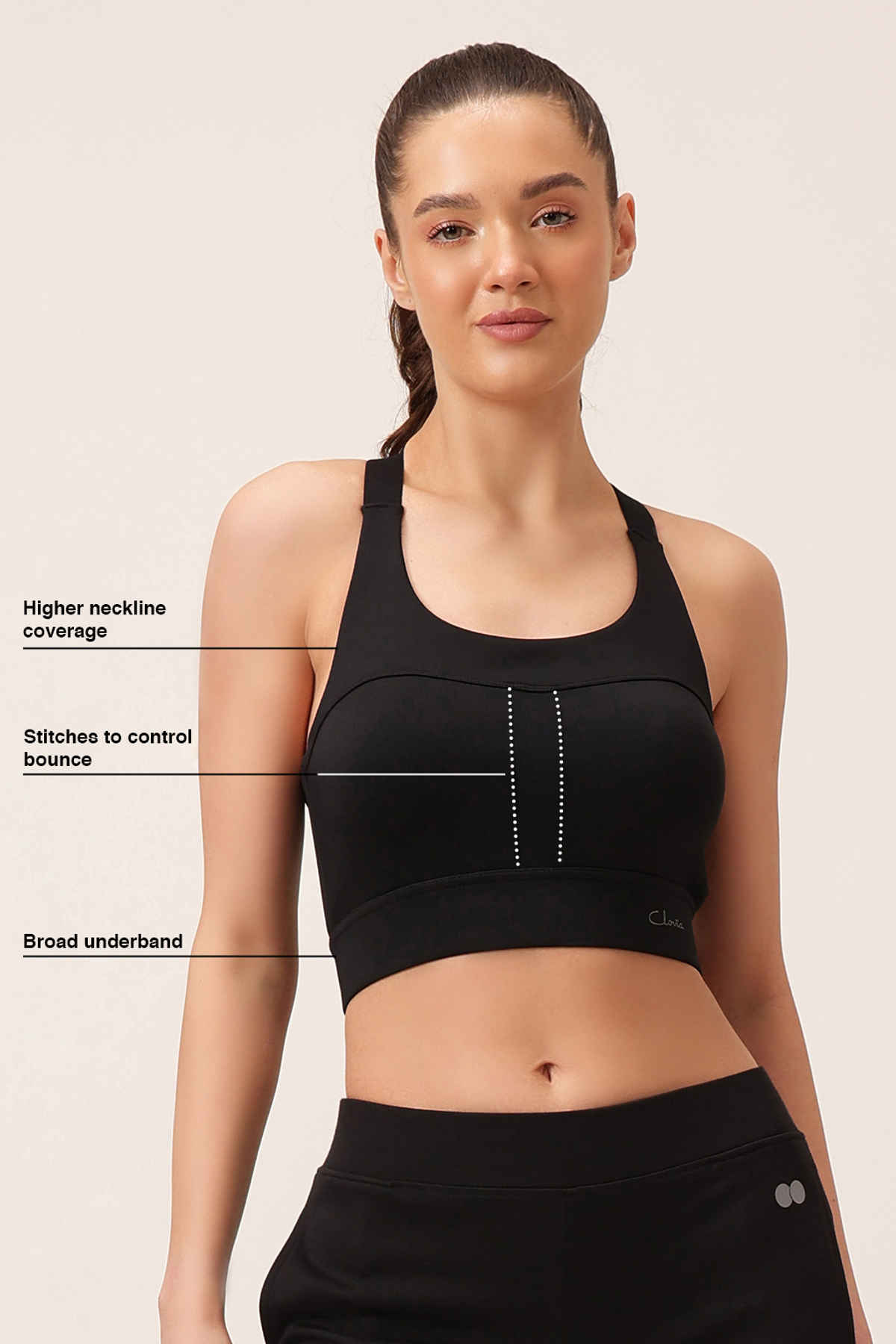Clovia Women's Padded High-Impact Sports Bra | Black - 2XL