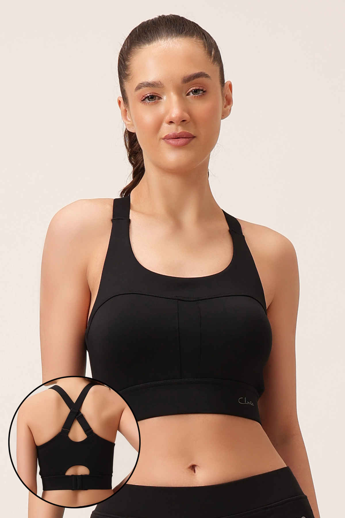Clovia Women's Padded High-Impact Sports Bra | Black - 2XL