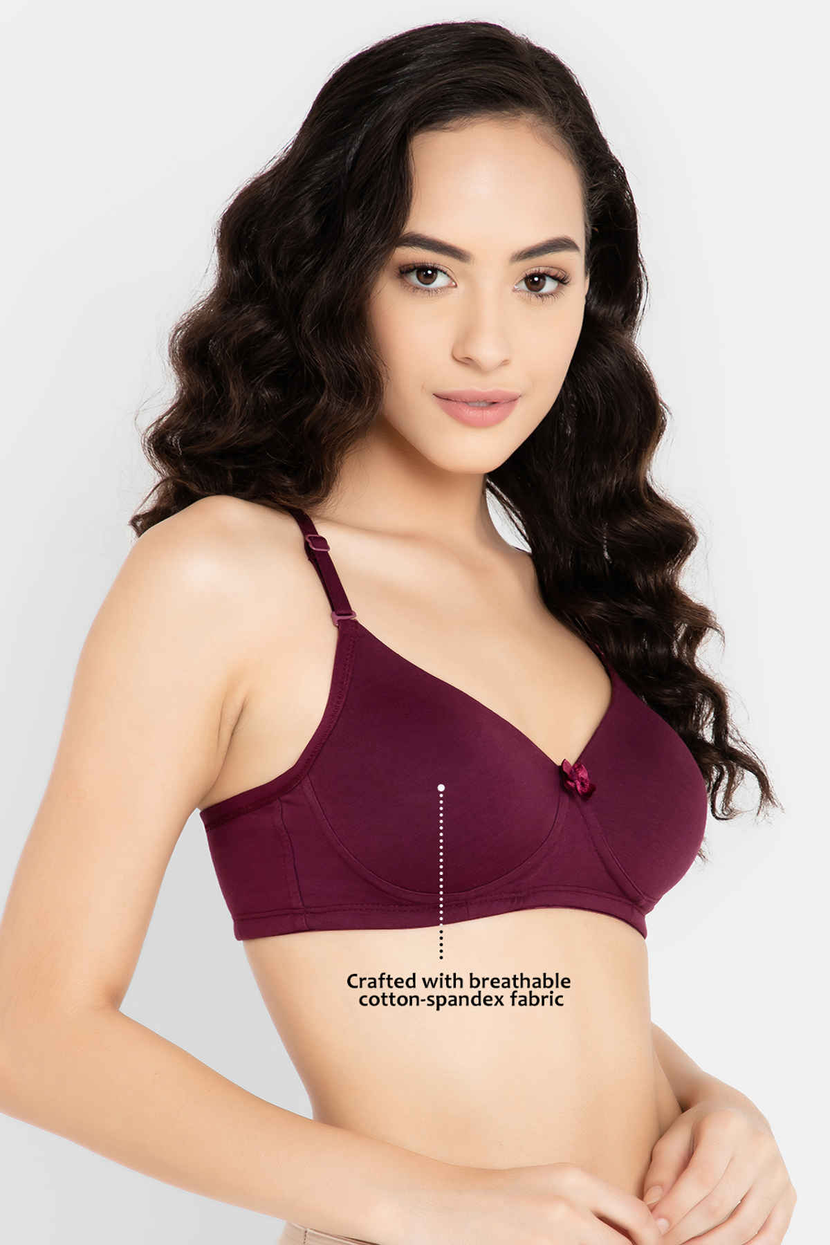 Clovia Women's Padded Non-Wired Full Cup Multiway T-shirt Bra | Wine - 32 D