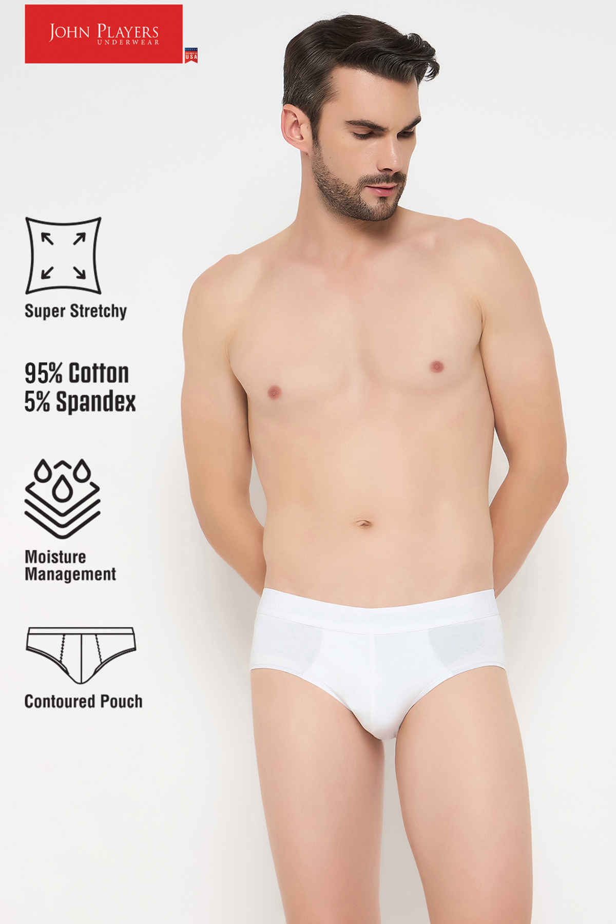 John Players Men's Classic Cotton Briefs - M