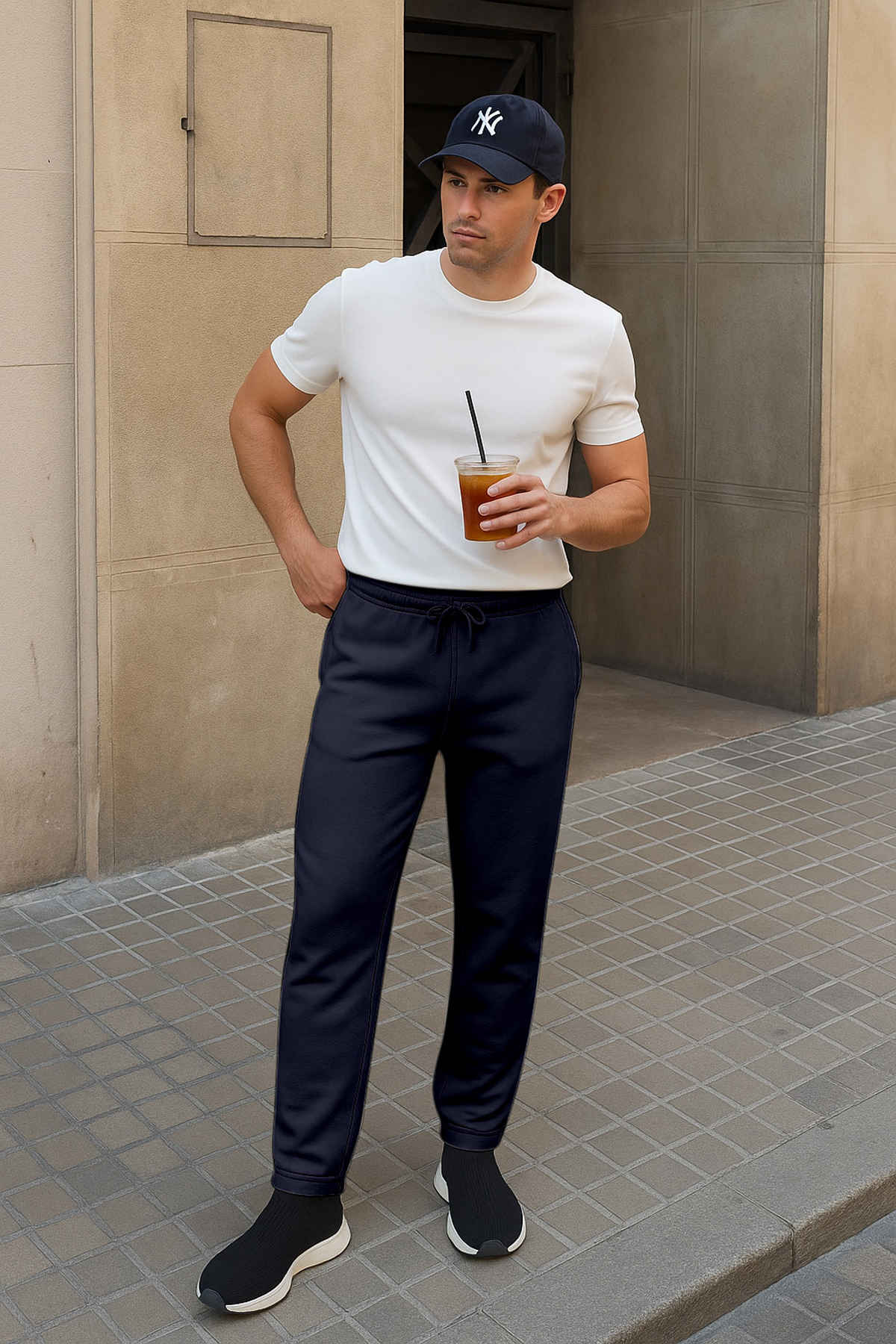 FTX Men's Solid Regular Fit Fleece Fabric Track Pant | Navy - M