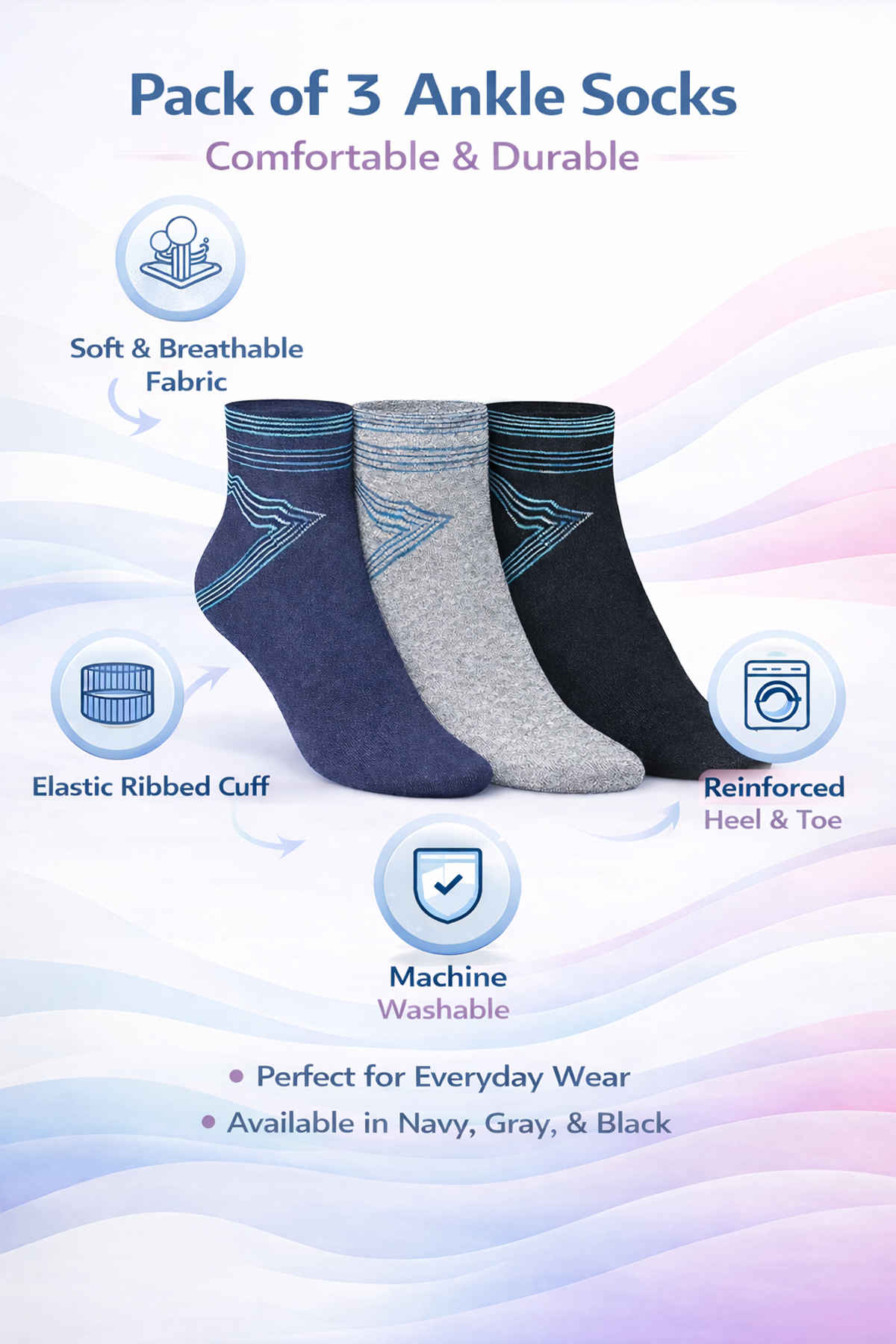 Dollar Men's Cotton Ankle Length Socks | Multicolour - Free Size