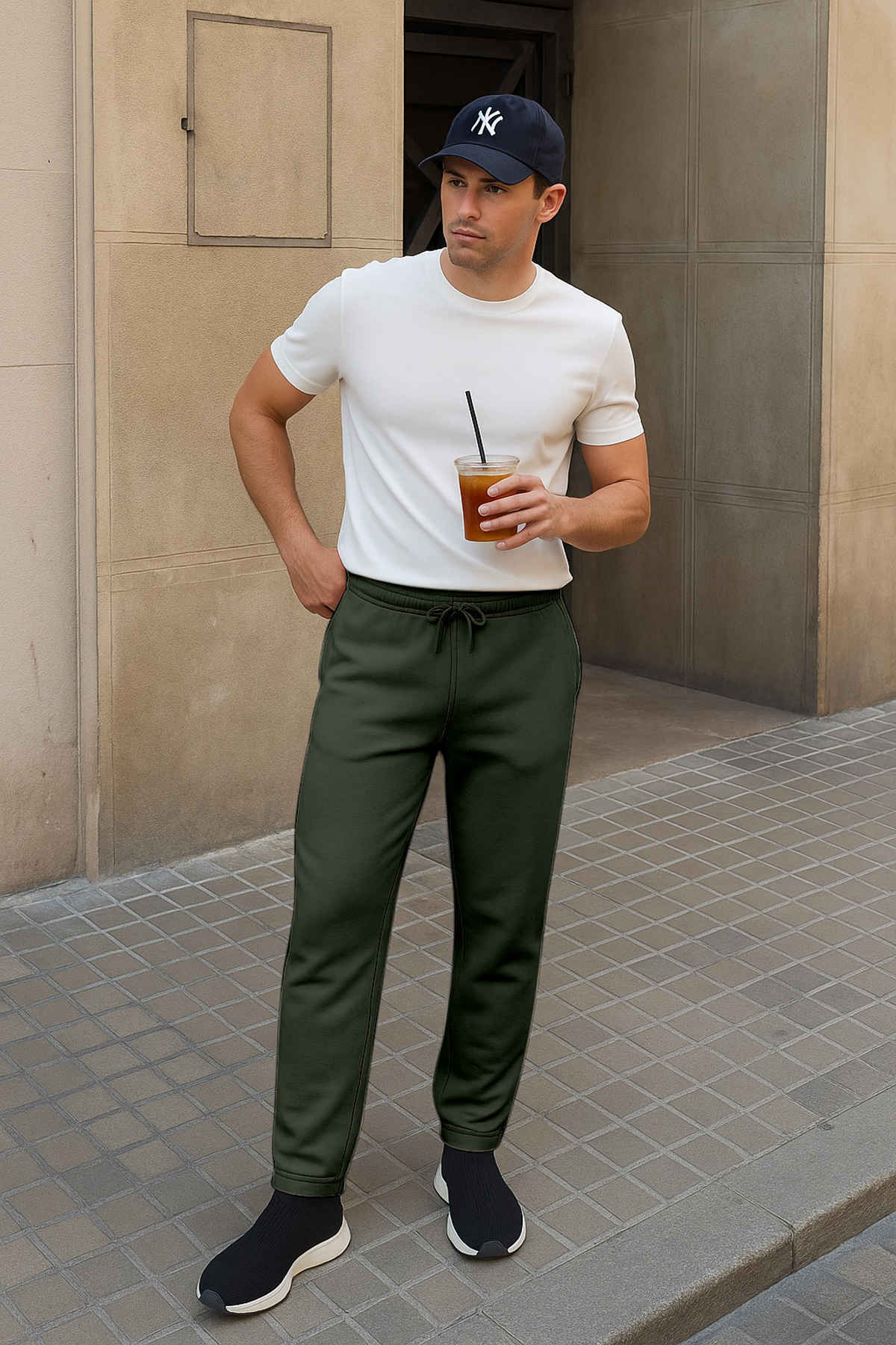 FTX Men's Solid Regular Fit Fleece Fabric Track Pant | Olive - M