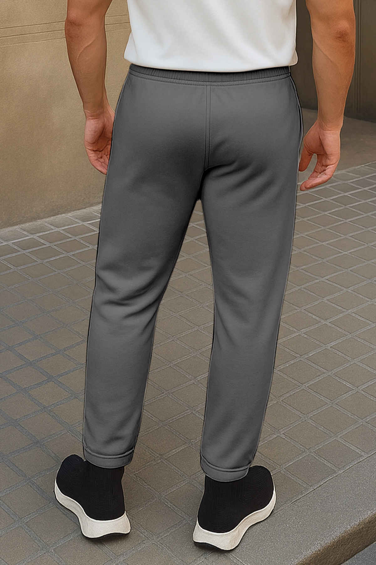 FTX Men's Solid Regular Fit Fleece Fabric Track Pant | Dark Grey - L