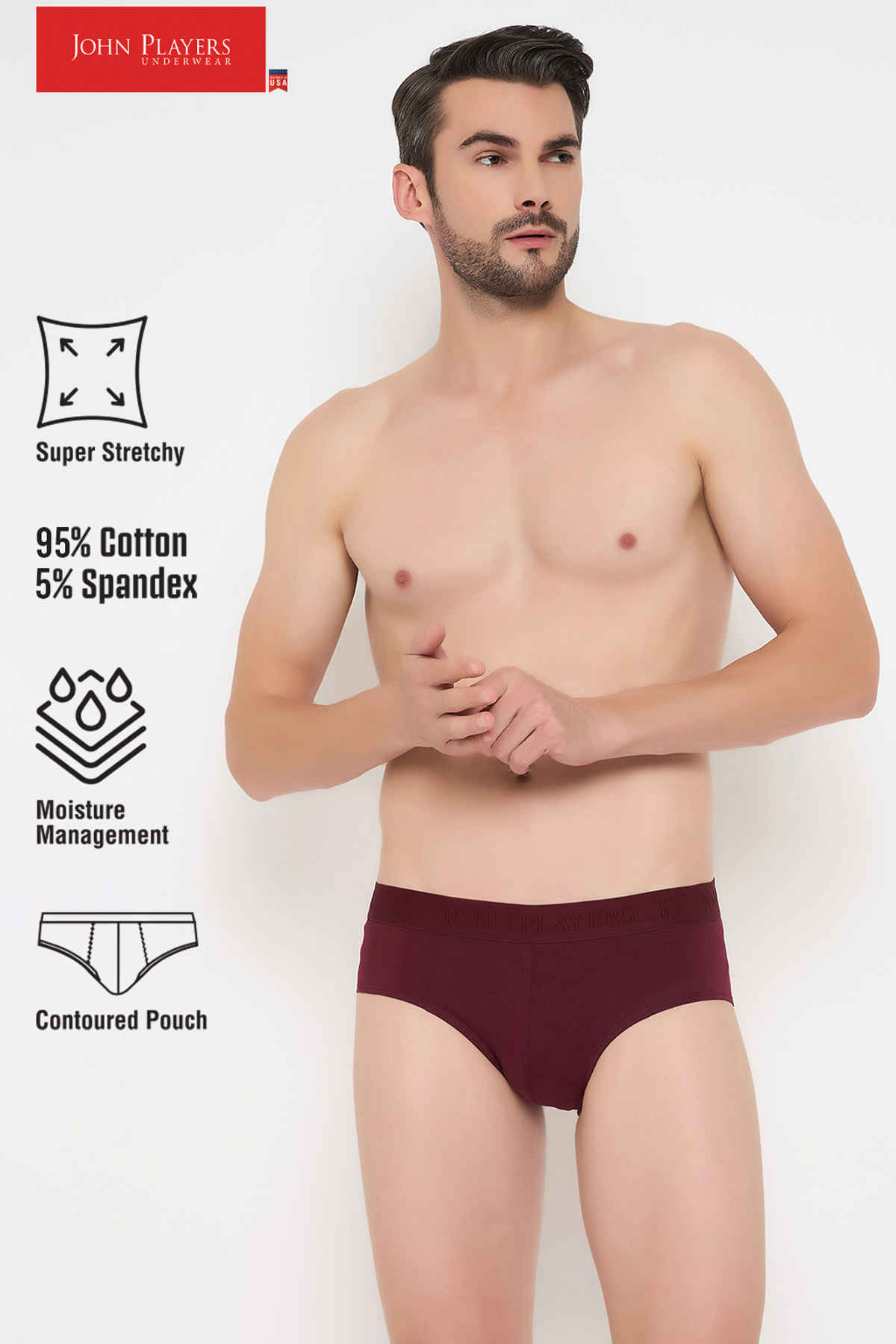 John Players Men's Classic Cotton Briefs - M