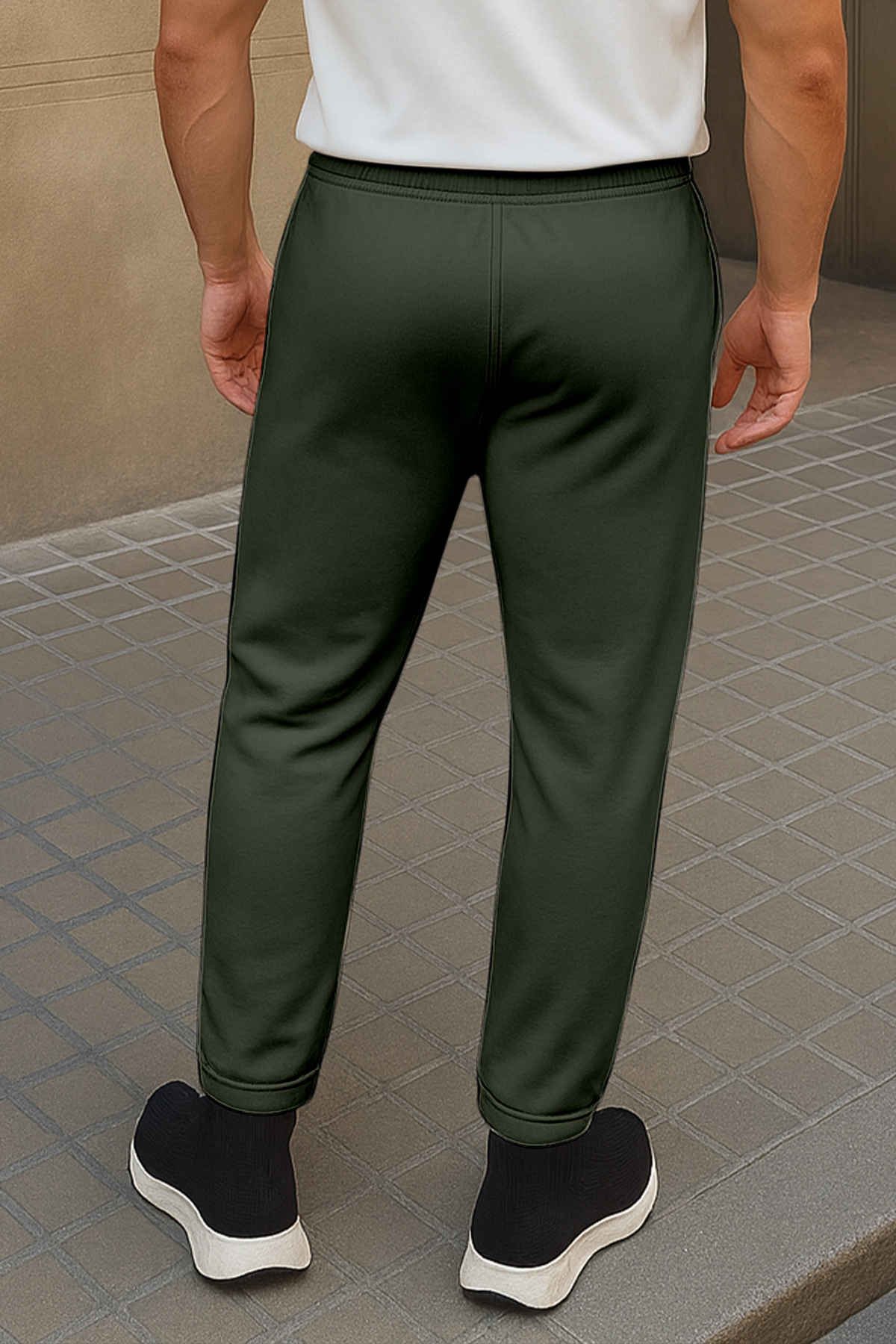 FTX Men's Solid Regular Fit Fleece Fabric Track Pant | Olive - M