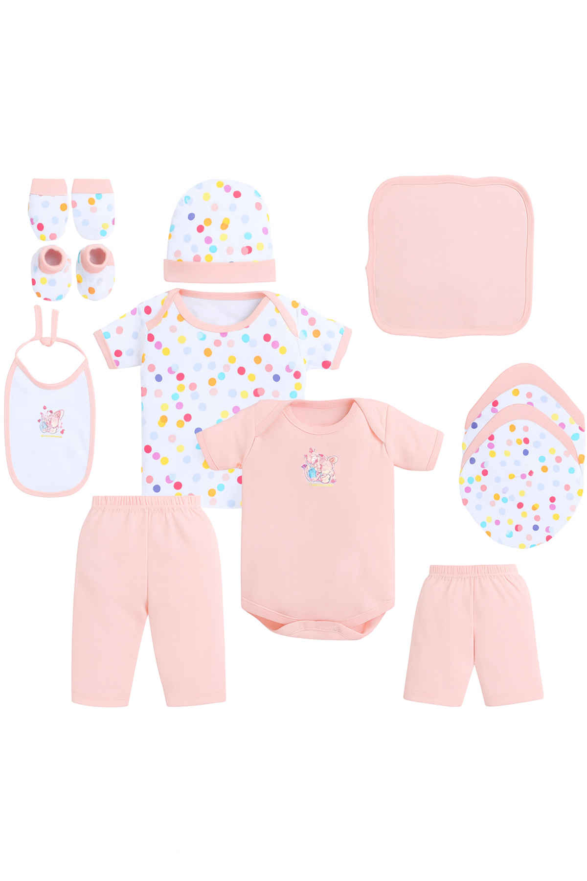 EIO Kids Cotton Solid Clothing Gift Set | Peach